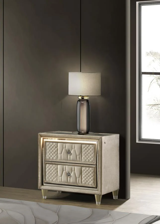 Lorient - 2-Drawer LED Nightstand With USB