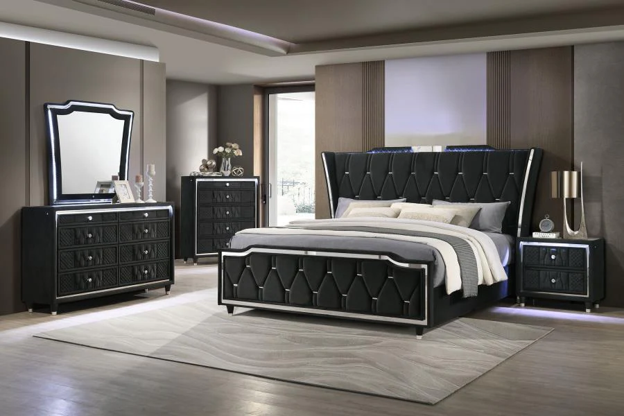 Lorient - 2-Drawer LED Nightstand With USB