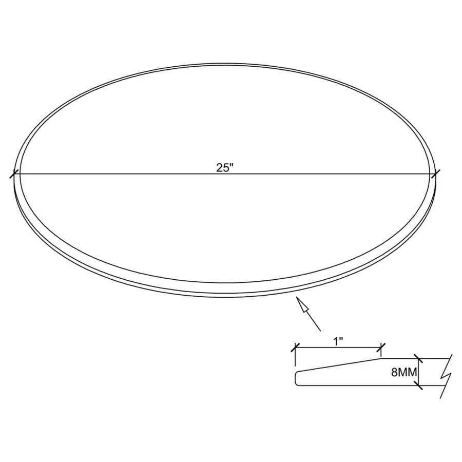 8mm Round Clear Tempered Glass Top