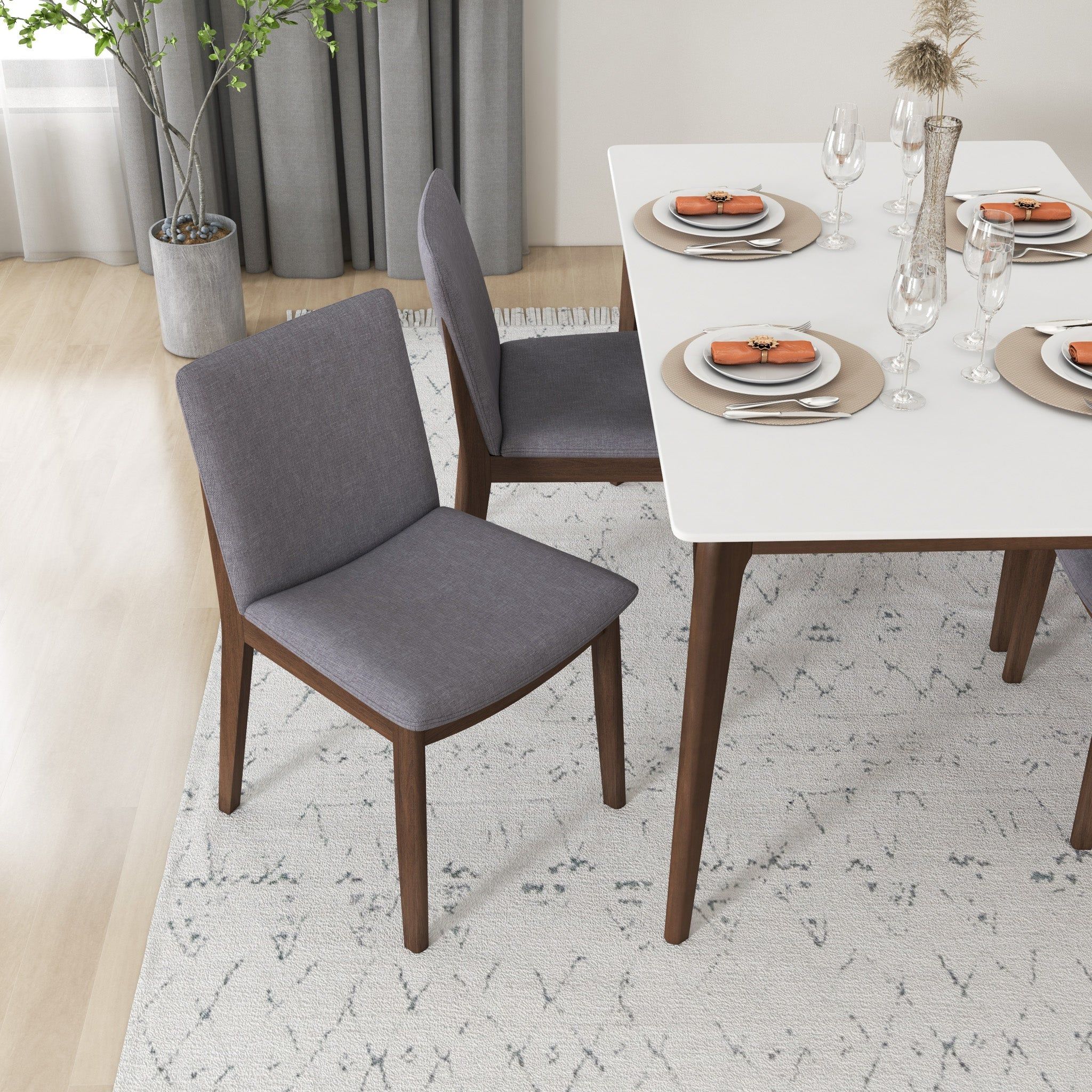 Laura - Mid-Century Modern Solid Wood Dining Chair (Set of 2)