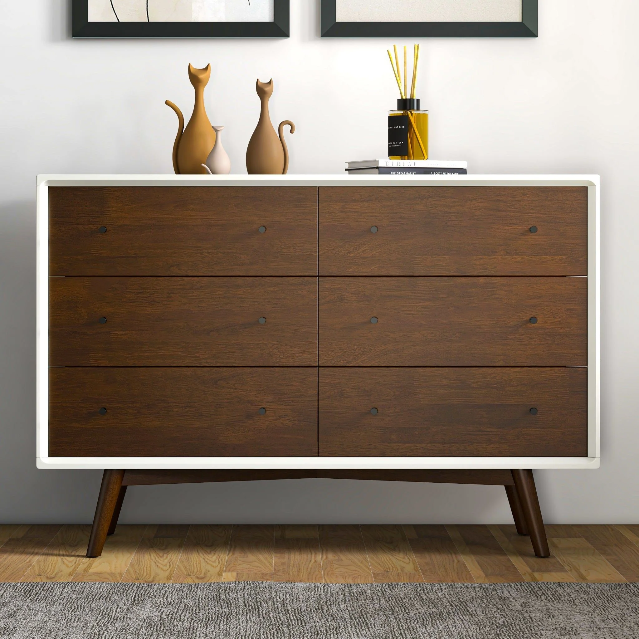 7473-dresser-6-drawer-dark-brown-white-1.webp Dresser 6 Drawer - Dark Brown / White
