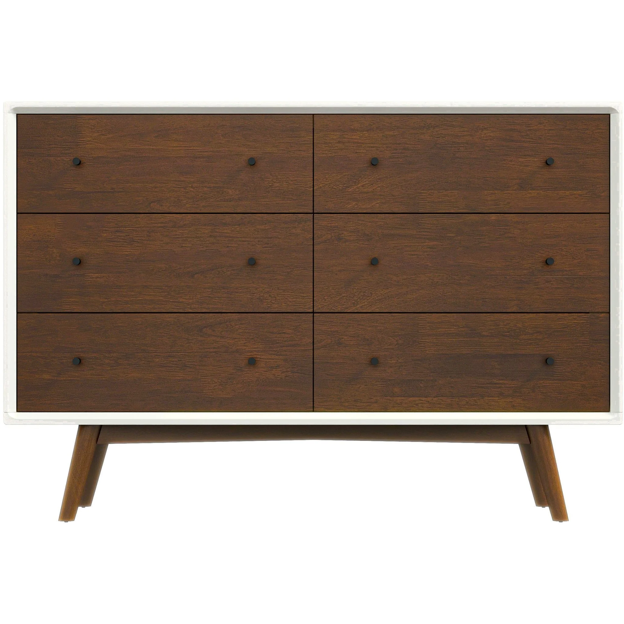 Dresser 6 Drawer - Dark Brown / White