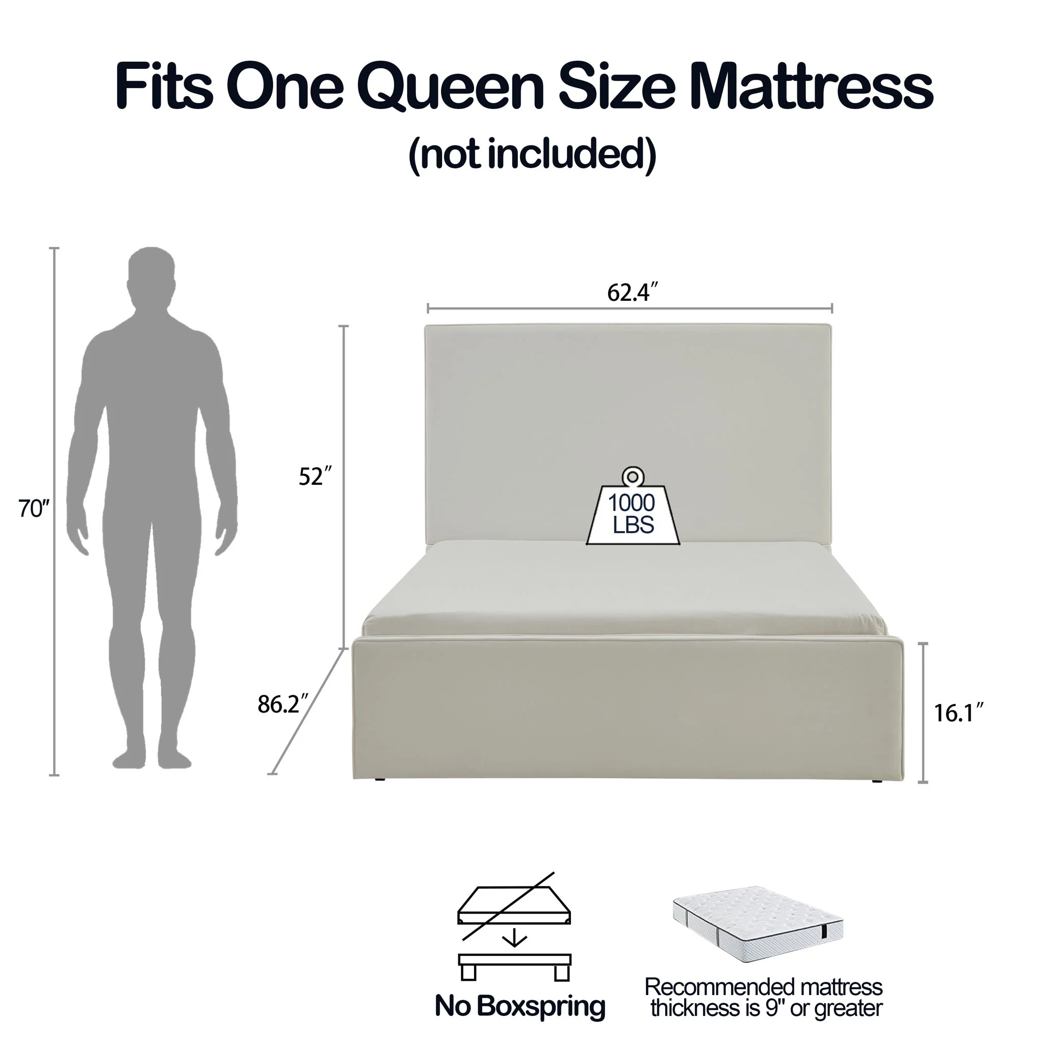 Lucas - Tall Headboard Upholstered Bed