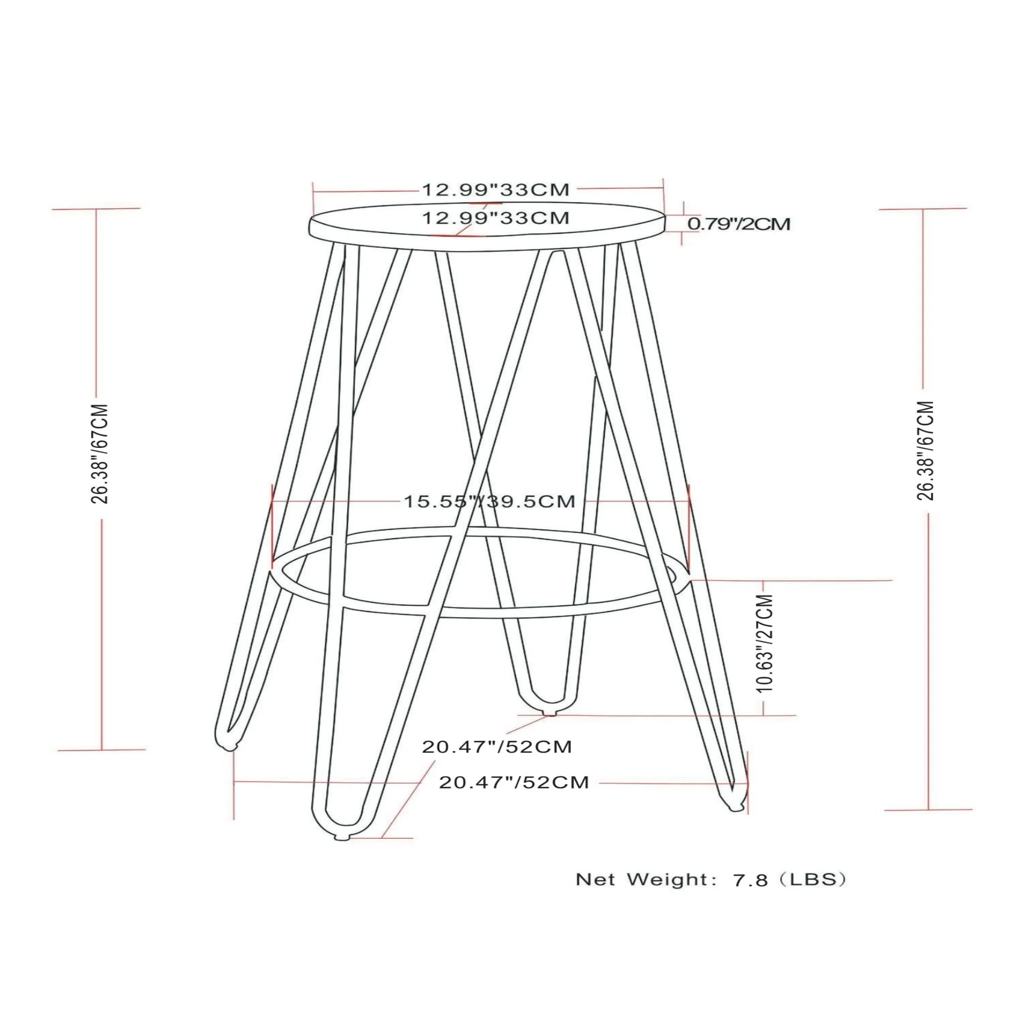 Simeon - Multifunctional Metal Stool With Wood Seat