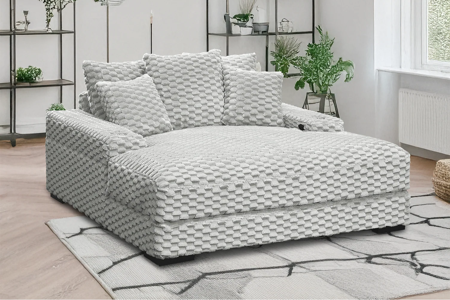 Oversized Chaise Lounge with Cup Holders & USB Charging Ports