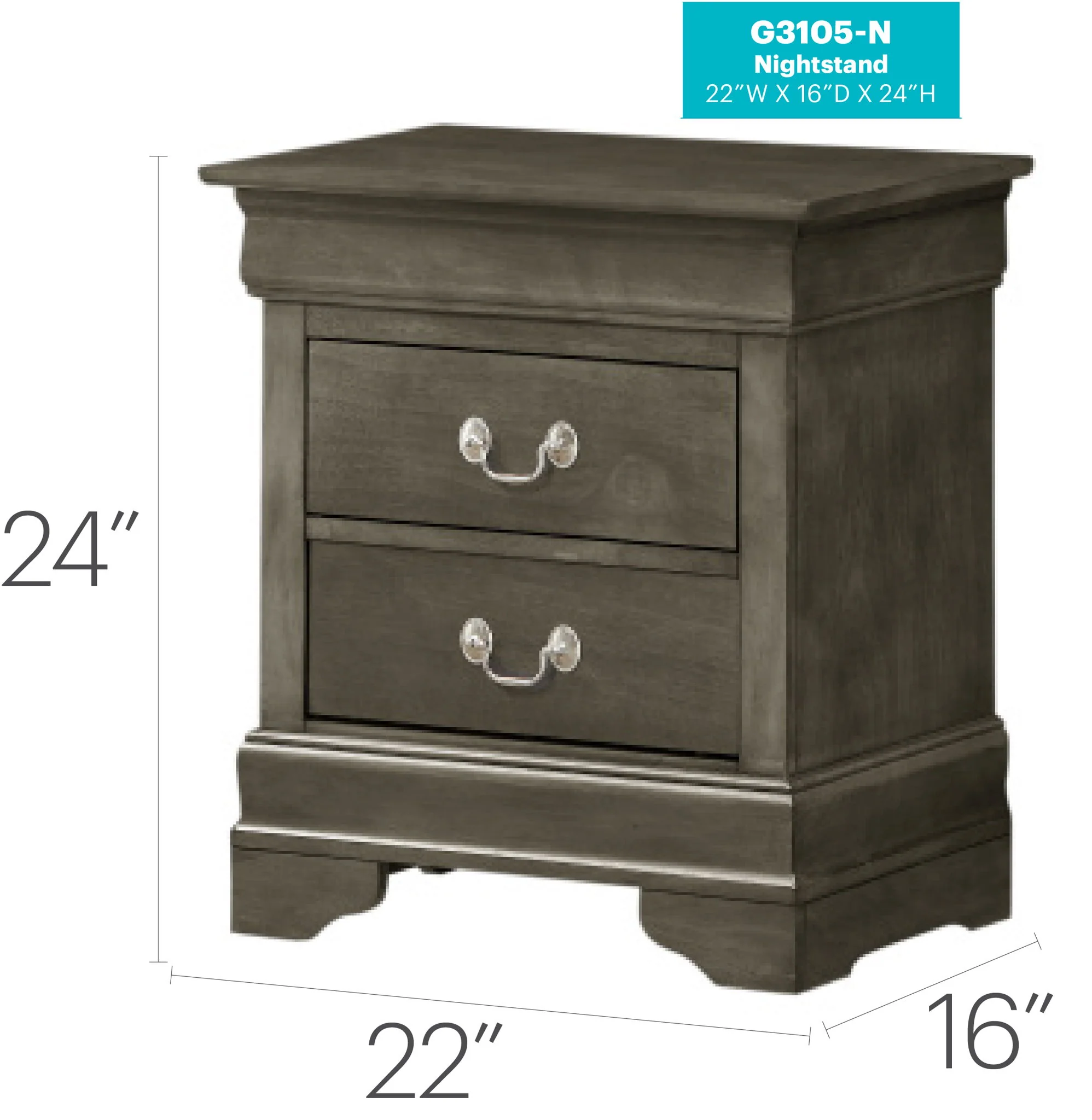 Louis Phillipe - Nightstand - Wood