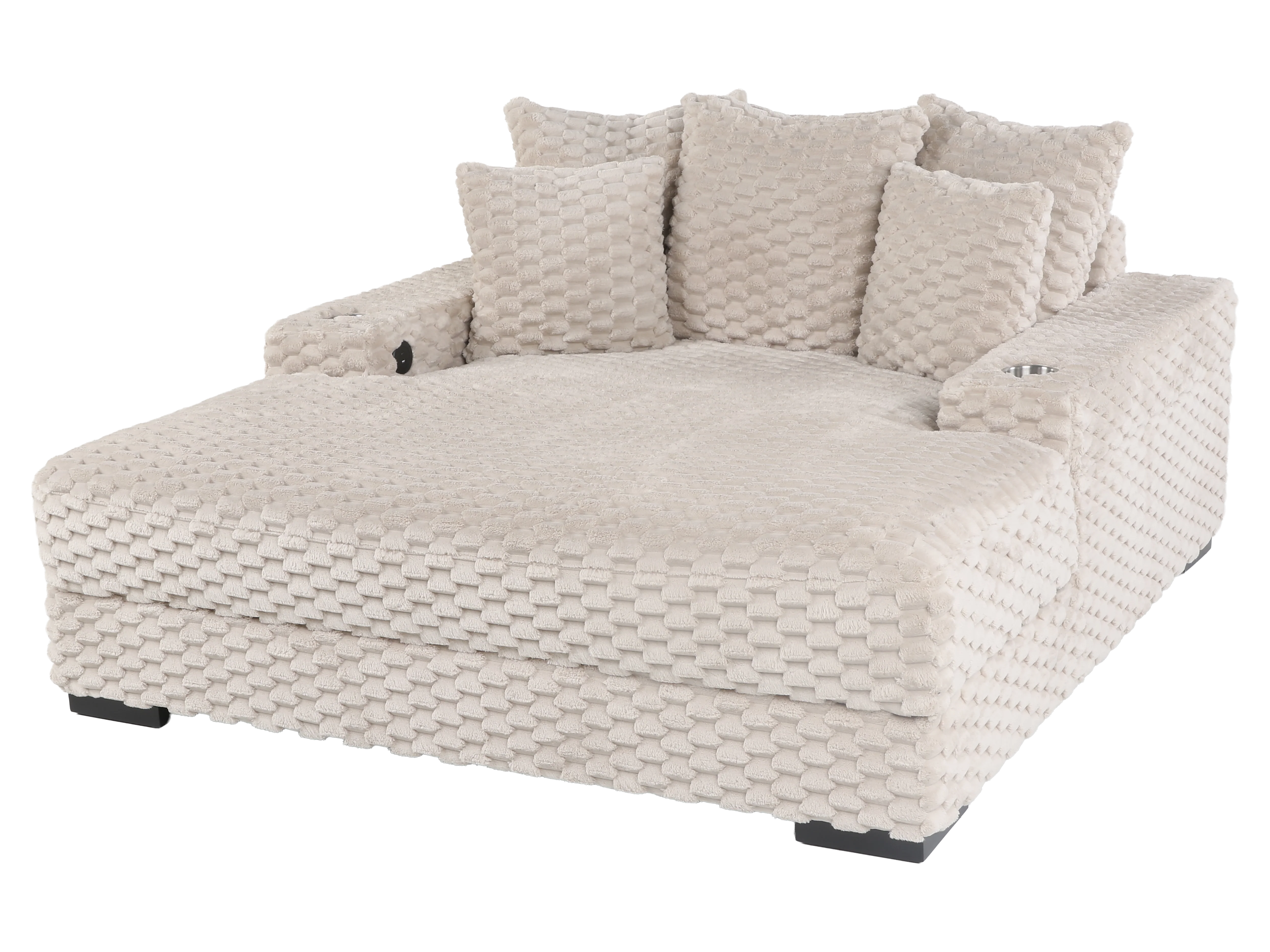 Oversized Chaise Lounge with Cup Holders & USB Charging Ports