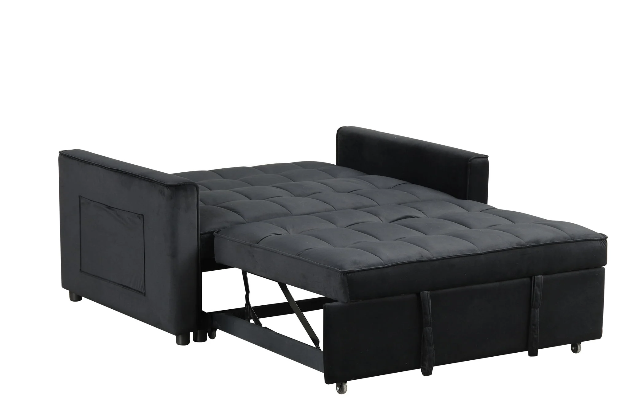7782-maeve-convertible-sleeper-loveseat-with-tufting-and-side-pocket-black-3.webp Maeve - Convertible Sleeper Loveseat With Tufting and Side Pocket - Black