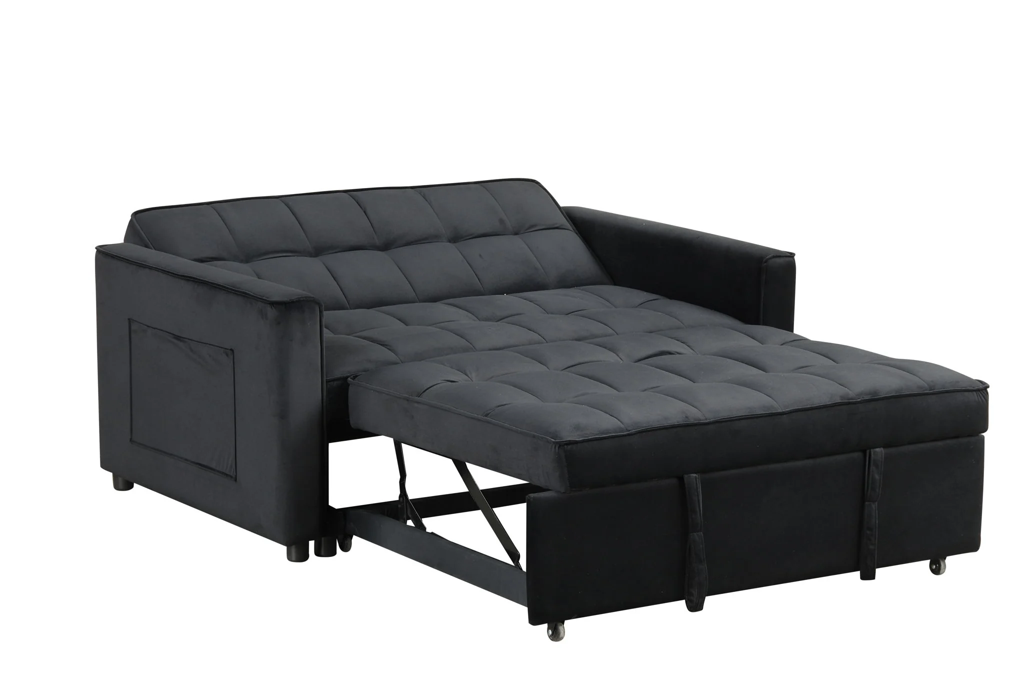 7782-maeve-convertible-sleeper-loveseat-with-tufting-and-side-pocket-black-9.webp Maeve - Convertible Sleeper Loveseat With Tufting and Side Pocket - Black