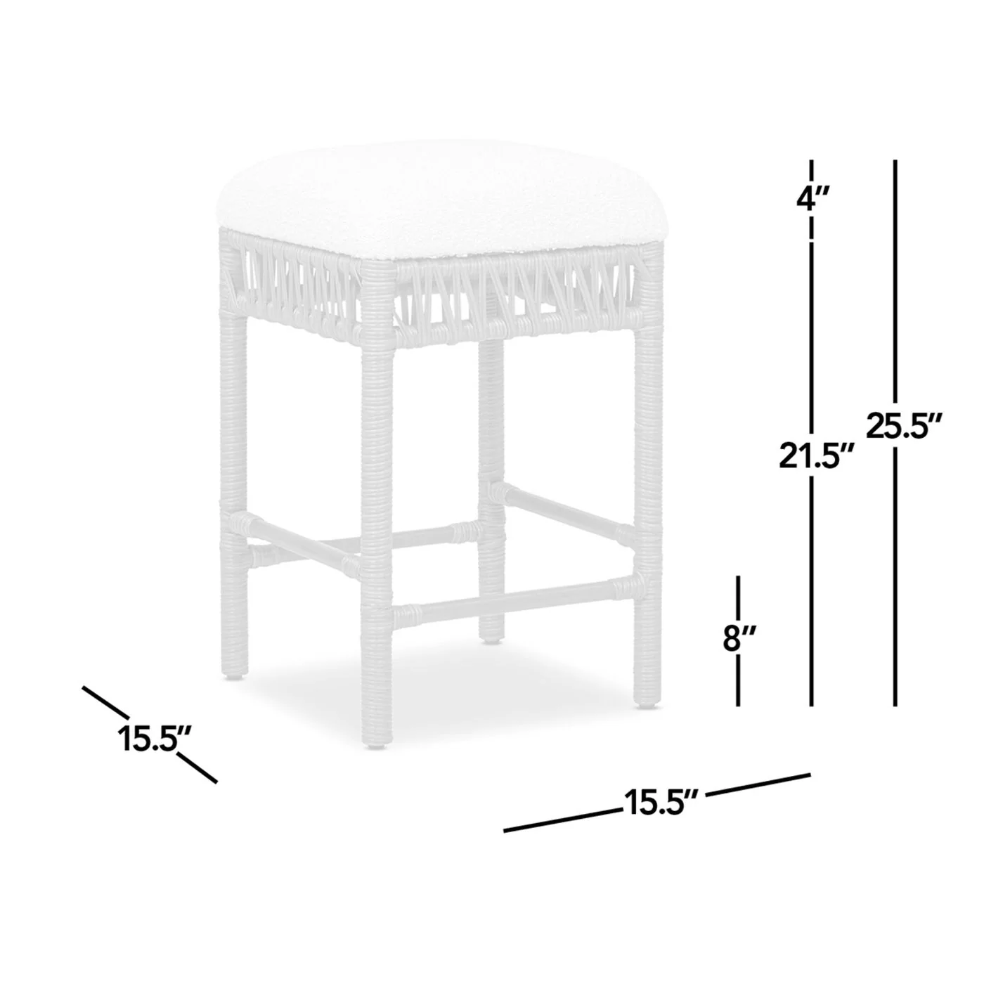 Lucia - Backless Upholstered Counter Stool With Frame - Ivory White
