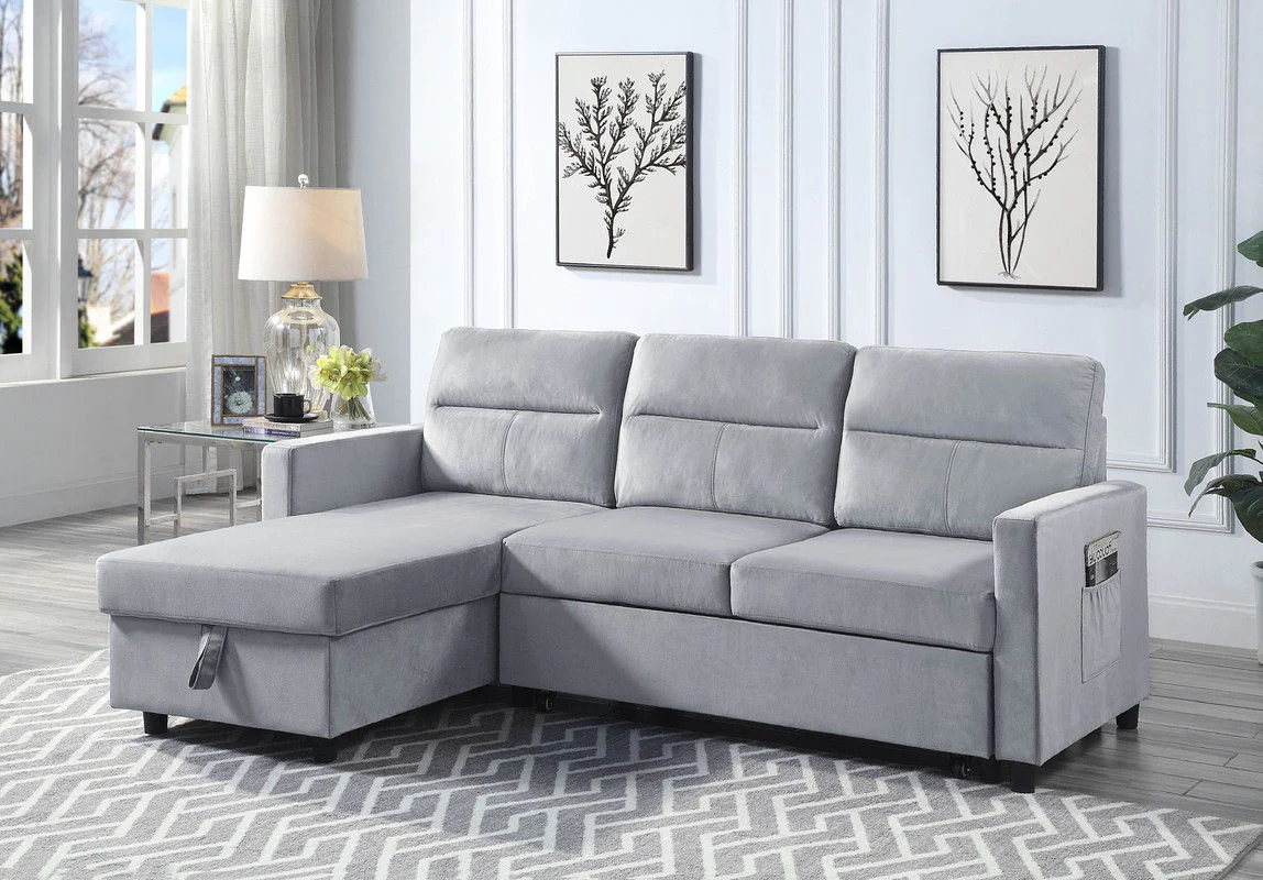 Ivy - Reversible Sleeper Sectional Sofa With Storage Chaise And Side Pocket