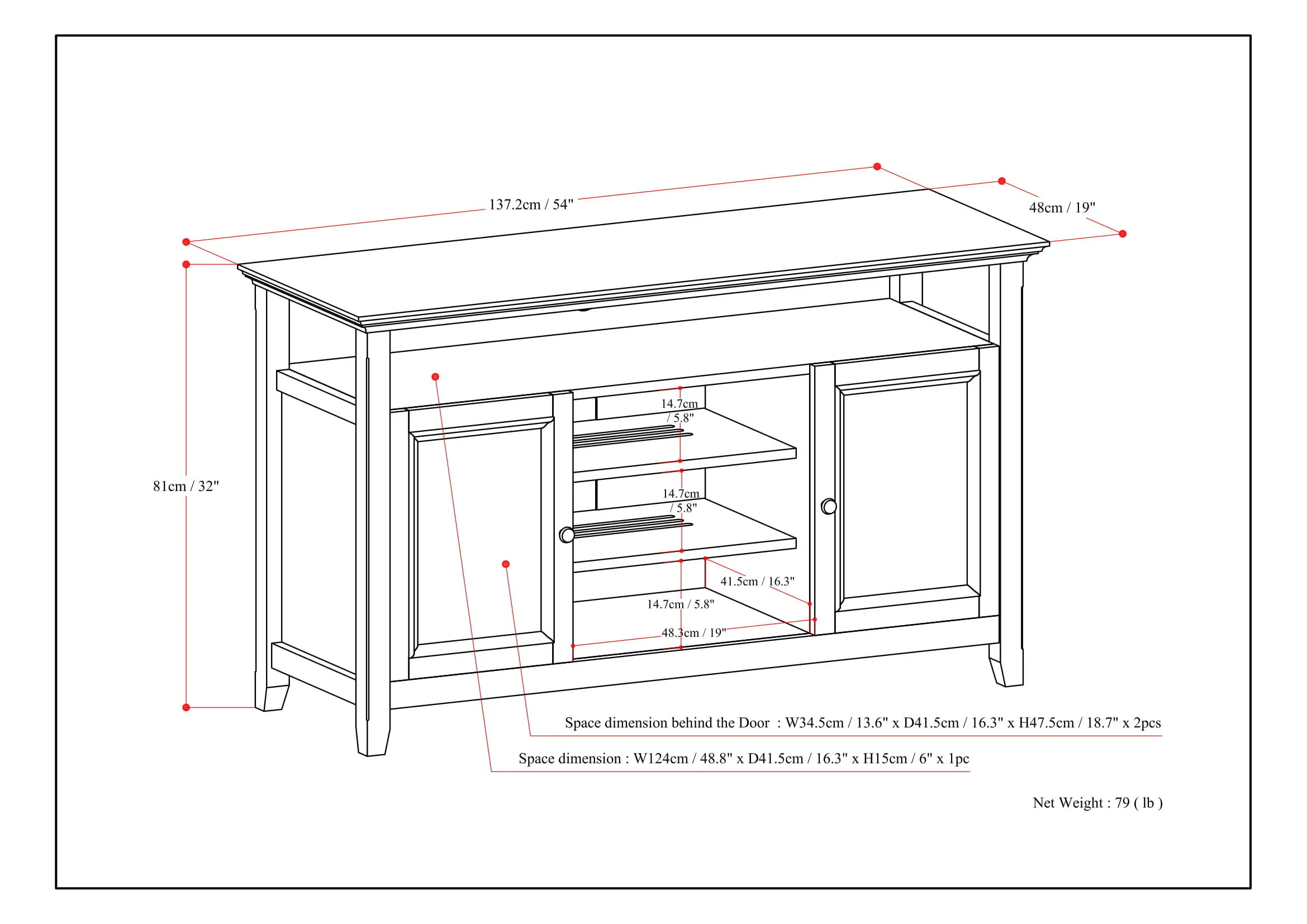 Amherst - TV Media Stand, Handcrafted