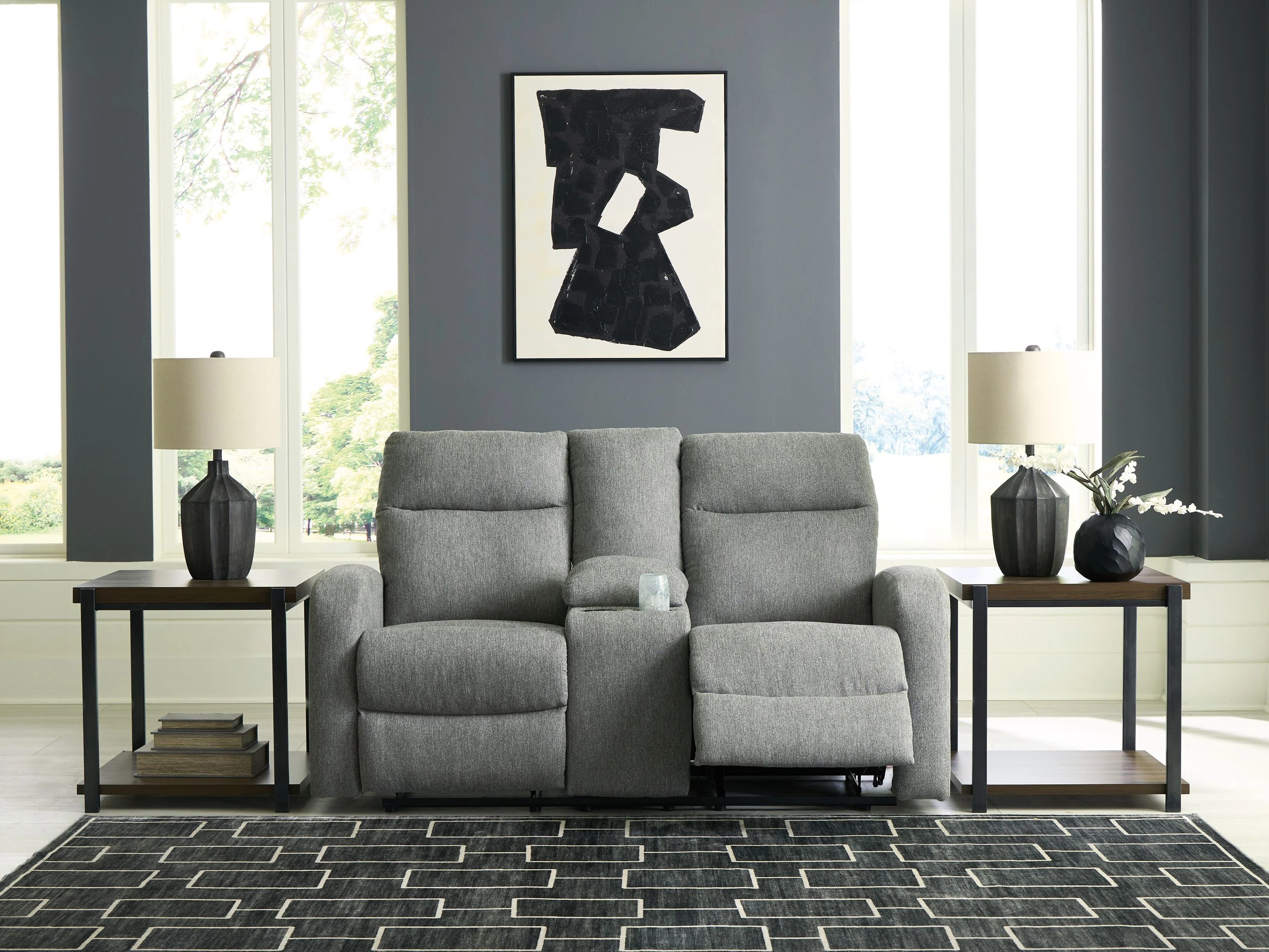 Gauntlet - Double Recline Loveseat With Console - Sterling