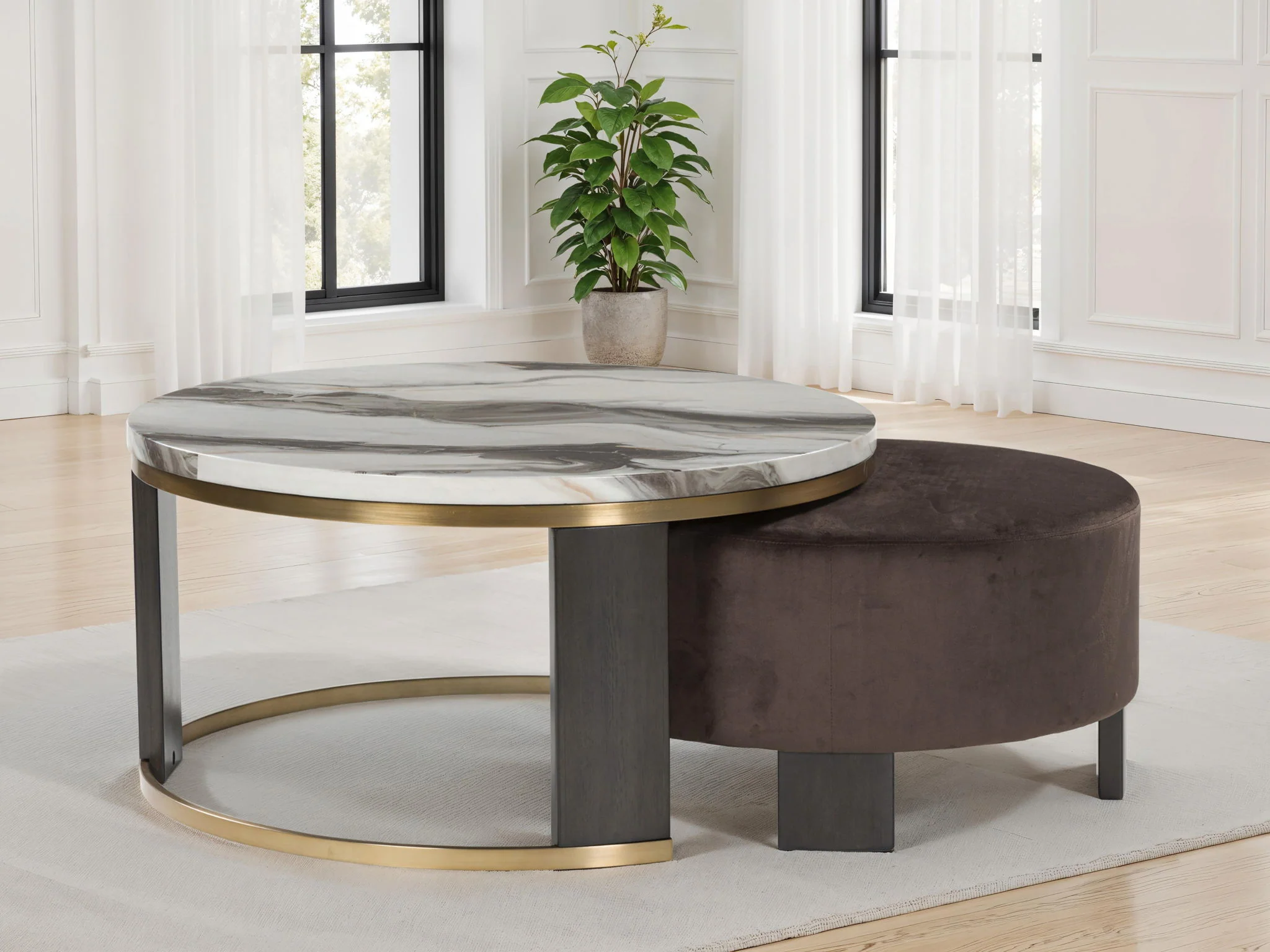 Jazmore - Nesting Cocktail Tables (Set of 2) - Brown / Brass Finish
