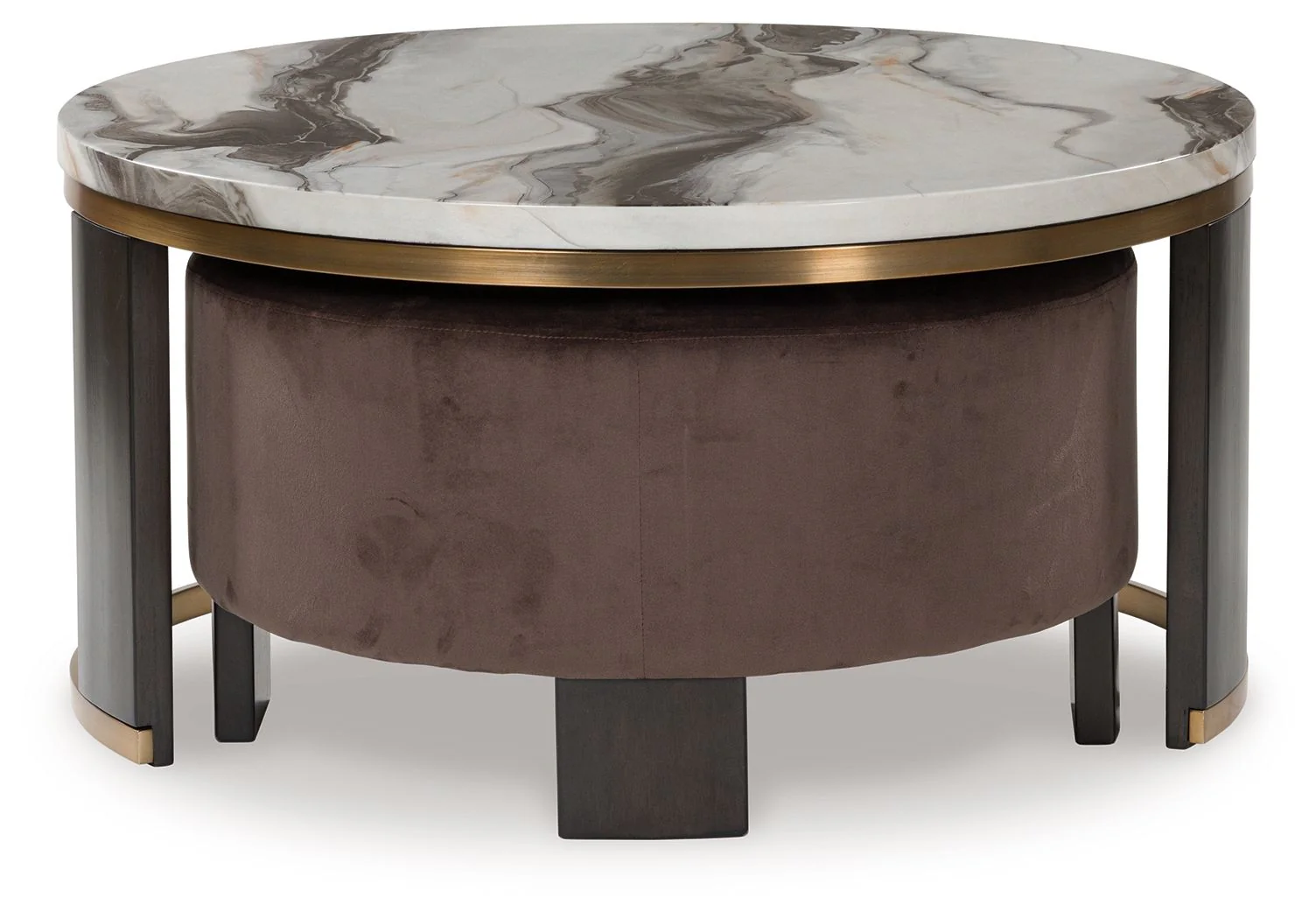 Jazmore - Nesting Cocktail Tables (Set of 2) - Brown / Brass Finish