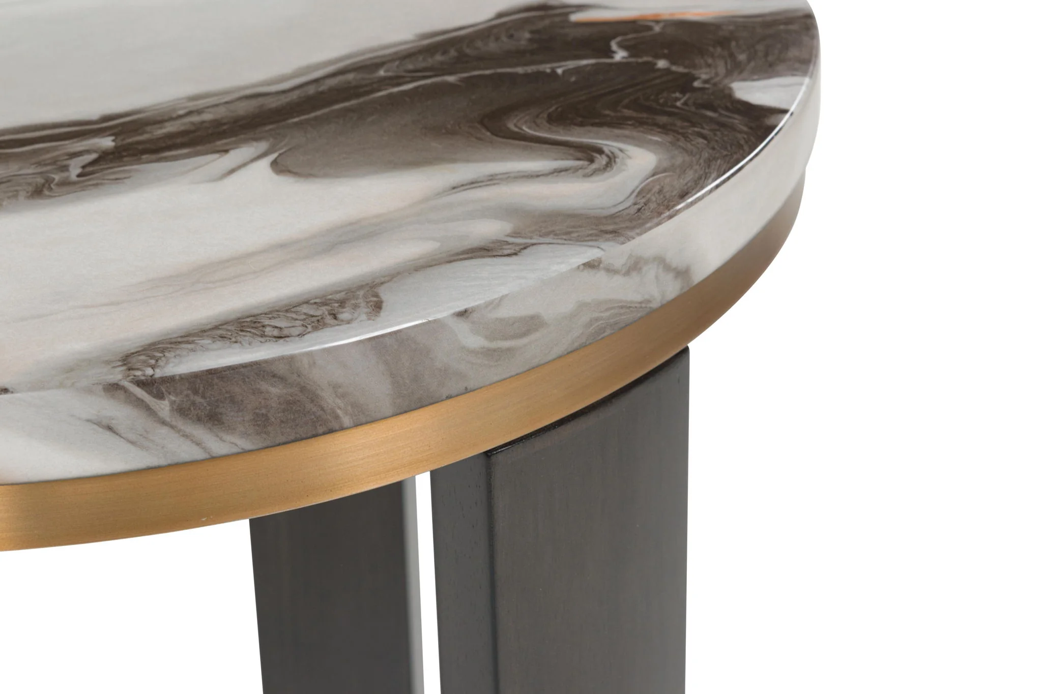 Jazmore - Round End Table - Brown / Brass Finish