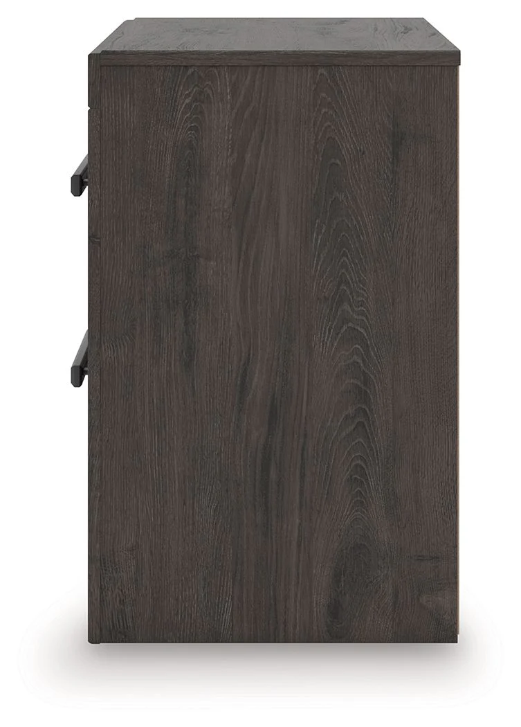 Prendonea - Two Drawer Night Stand - Charcoal
