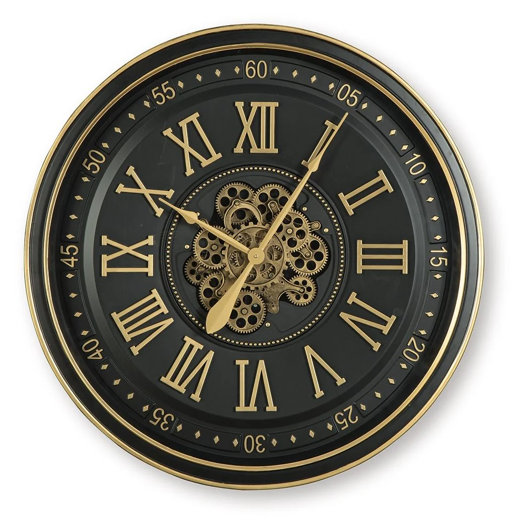 7935-dairton-wall-clock-black-gold-finish-1.webp Dairton - Wall Clock - Black / Gold Finish