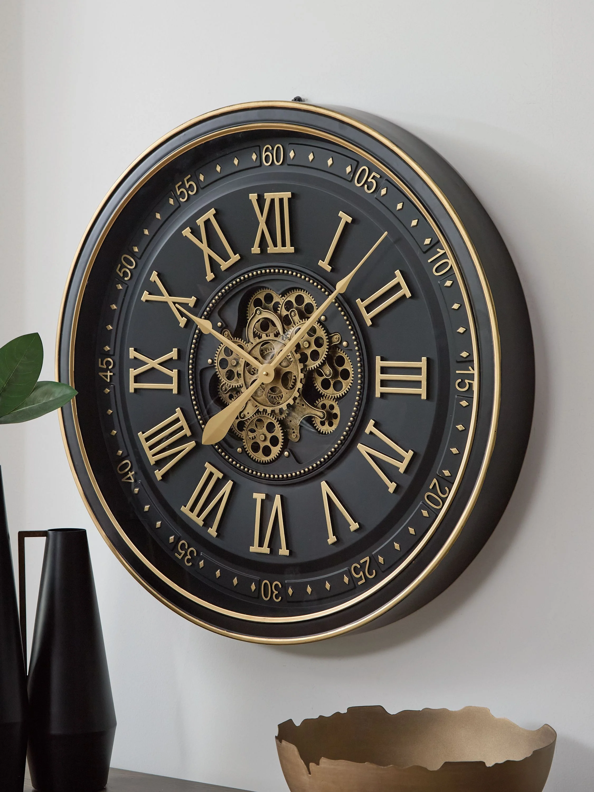 7935-dairton-wall-clock-black-gold-finish-2.webp Dairton - Wall Clock - Black / Gold Finish