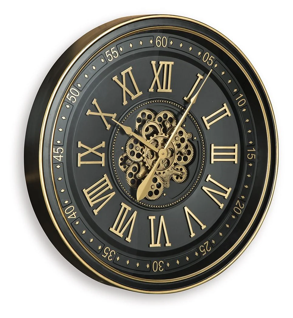 7935-dairton-wall-clock-black-gold-finish-3.webp Dairton - Wall Clock - Black / Gold Finish