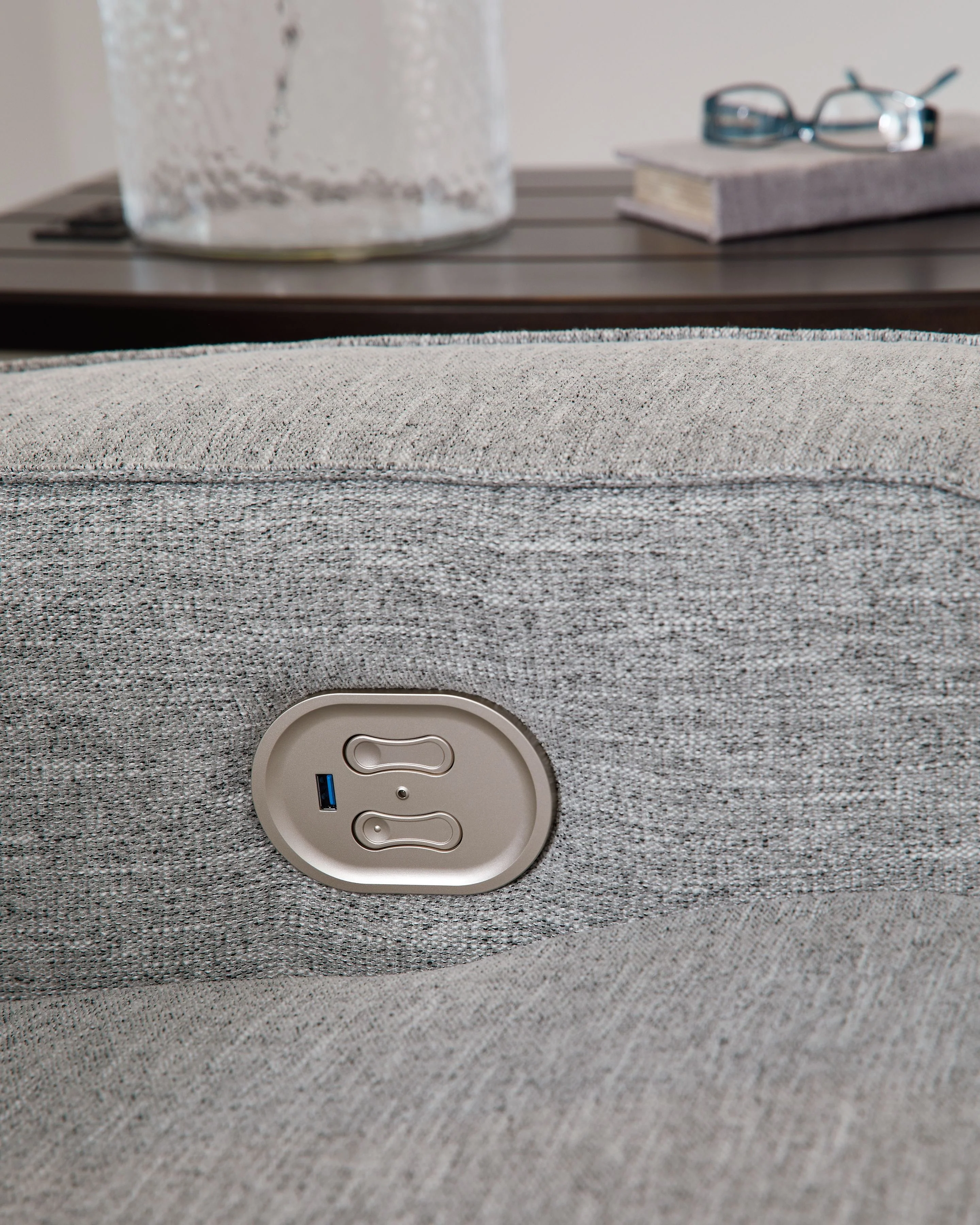 Biscoe - Power Recliner /Adj Headrest - Pewter