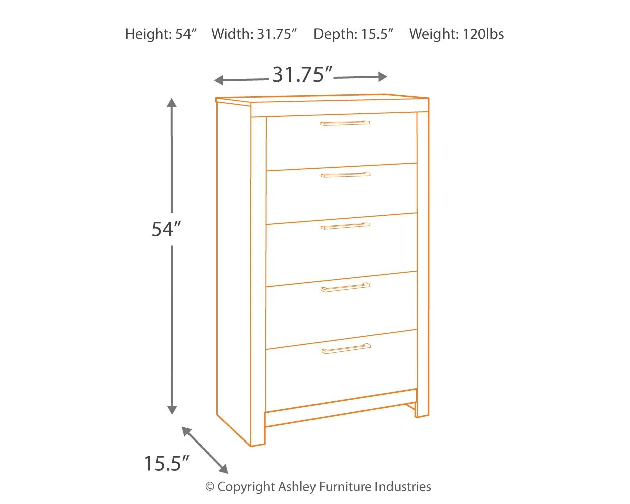 Derekson - Five Drawer Chest - Multi Gray