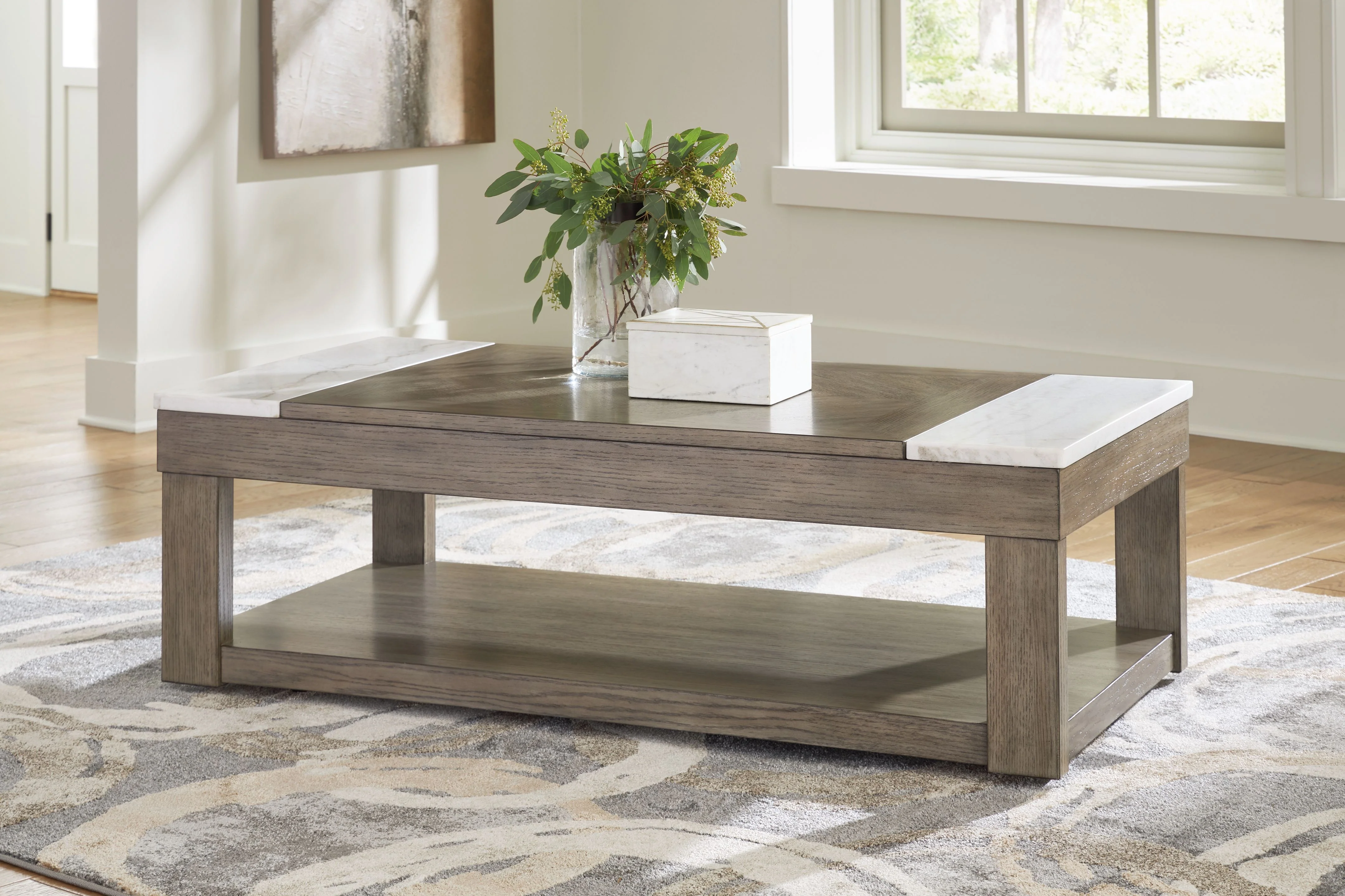 8017-loyaska-lift-top-cocktail-table-grayish-brown-white-6.webp Loyaska - Lift Top Cocktail Table - Grayish Brown / White