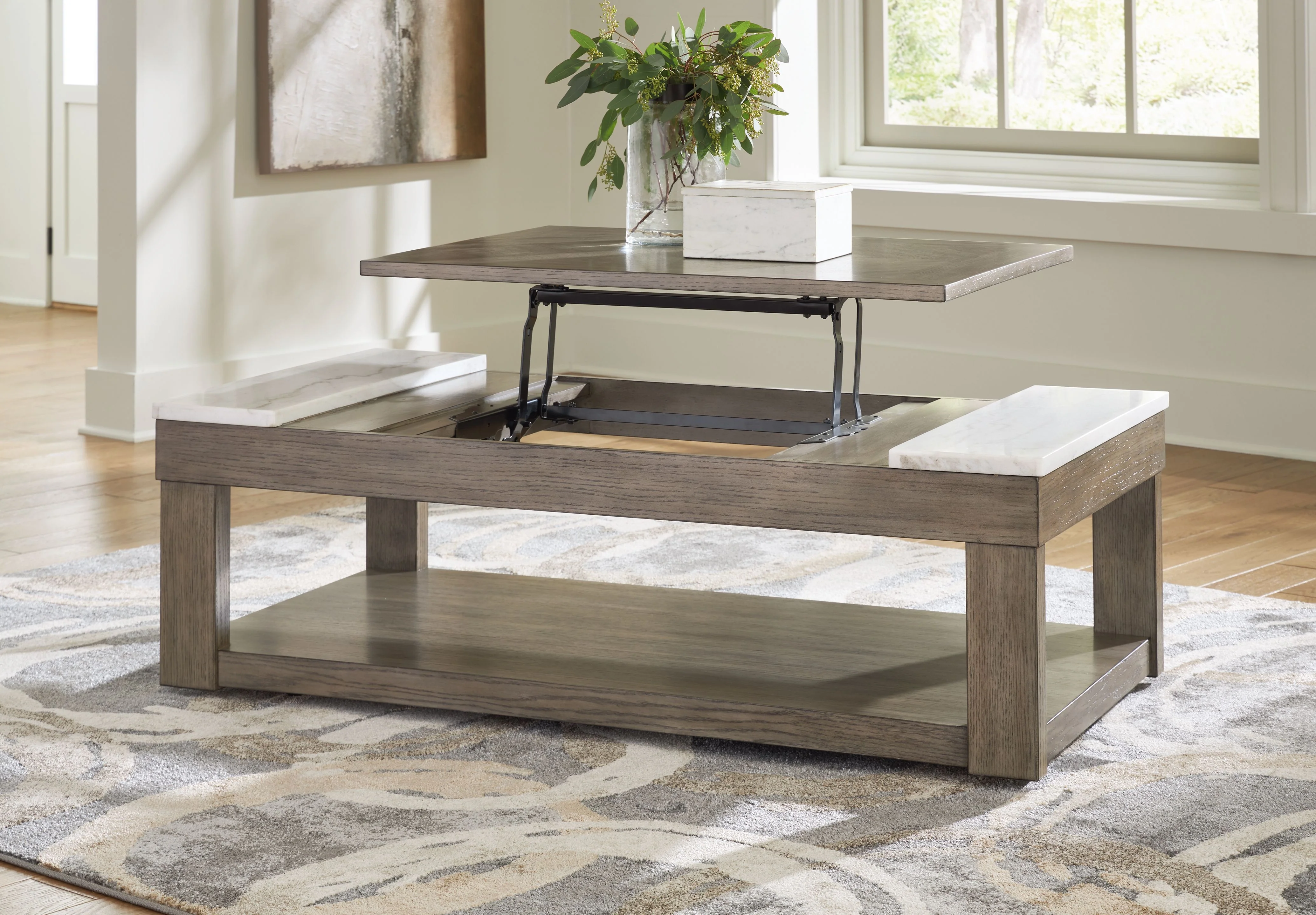 8017-loyaska-lift-top-cocktail-table-grayish-brown-white-8.webp Loyaska - Lift Top Cocktail Table - Grayish Brown / White