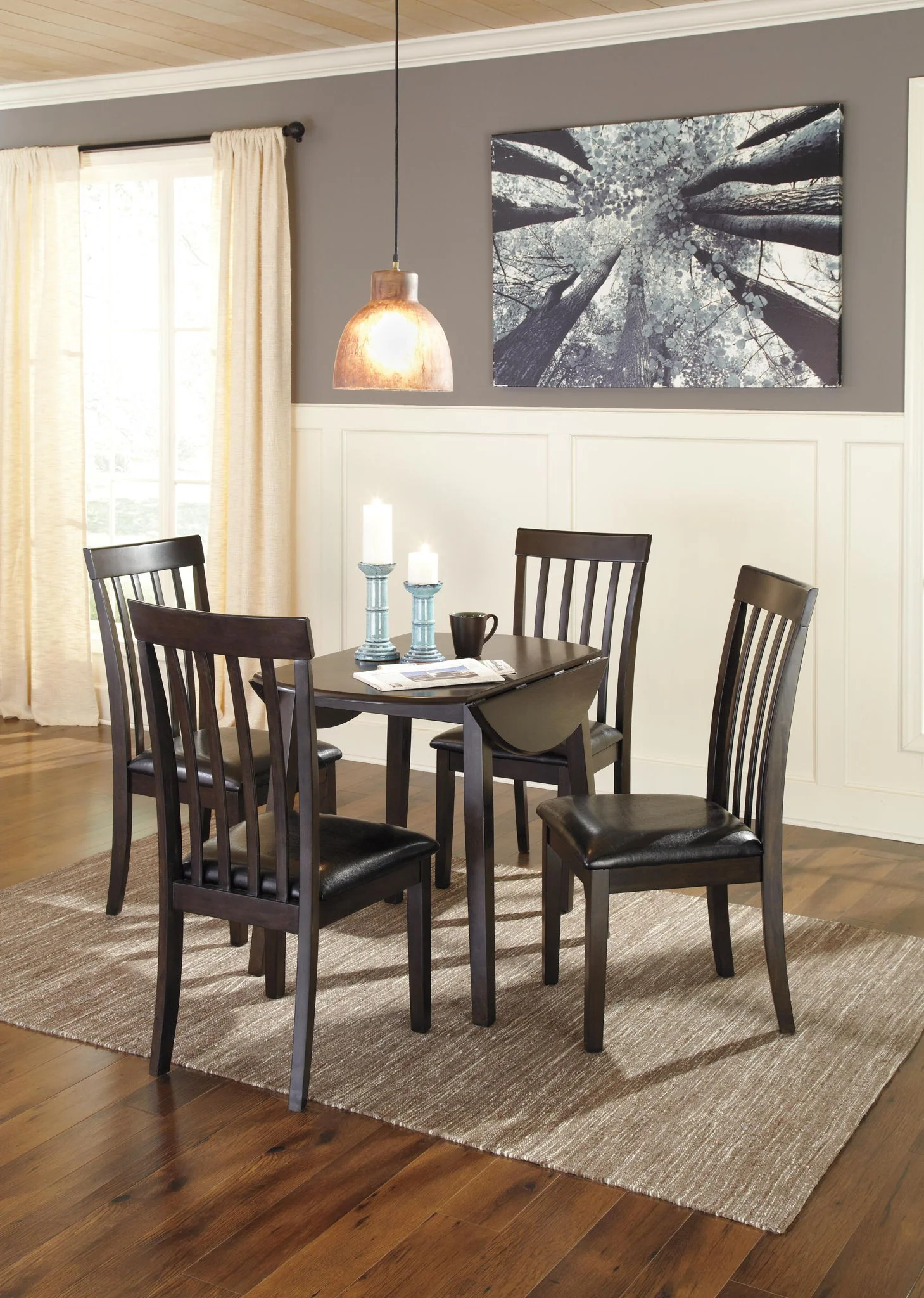 Hammis - Round DRM Drop Leaf Table - Dark Brown
