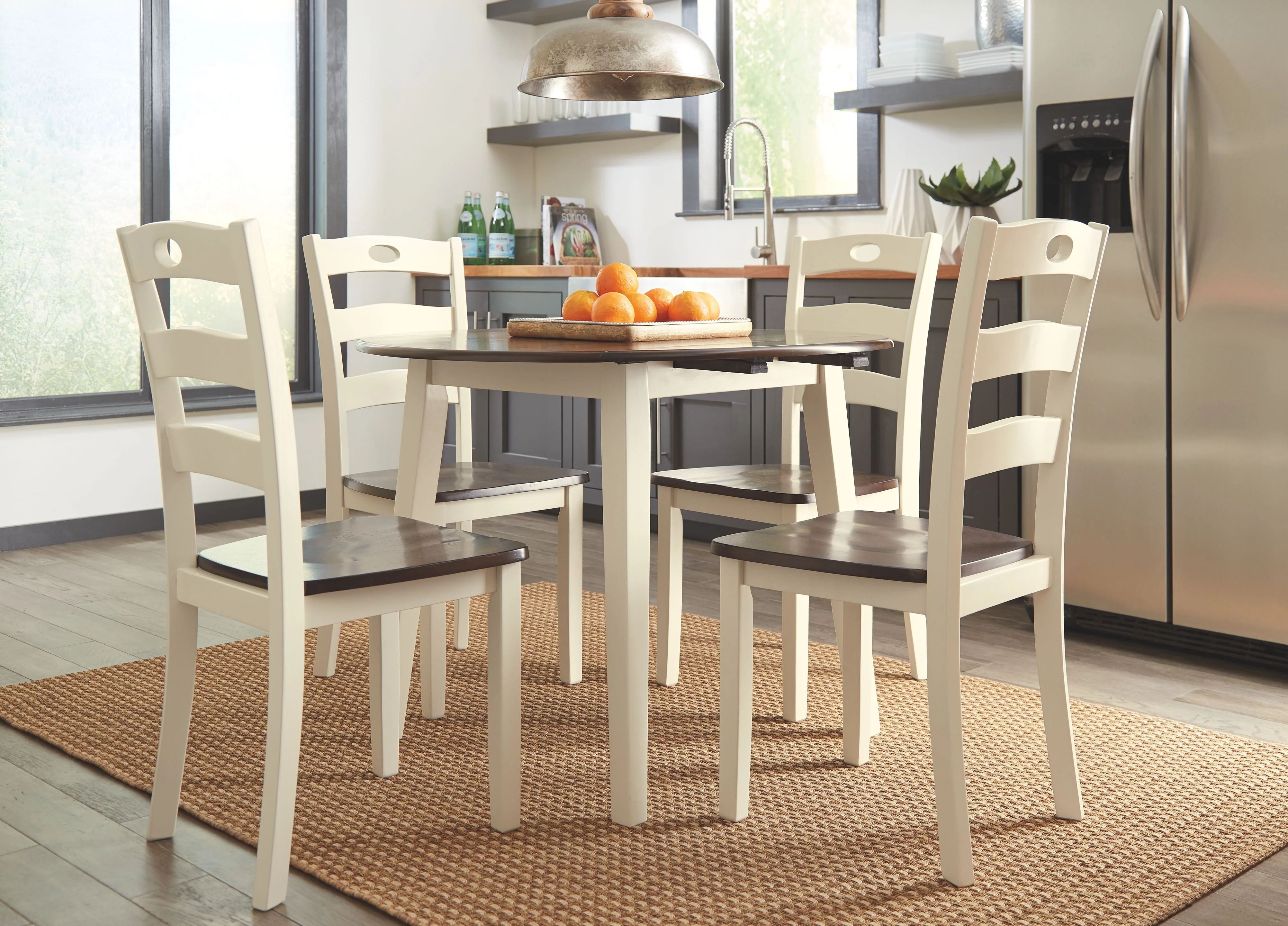 8199-woodanville-round-drm-drop-leaf-table-cream-brown-4.webp Woodanville - Round DRM Drop Leaf Table - Cream / Brown