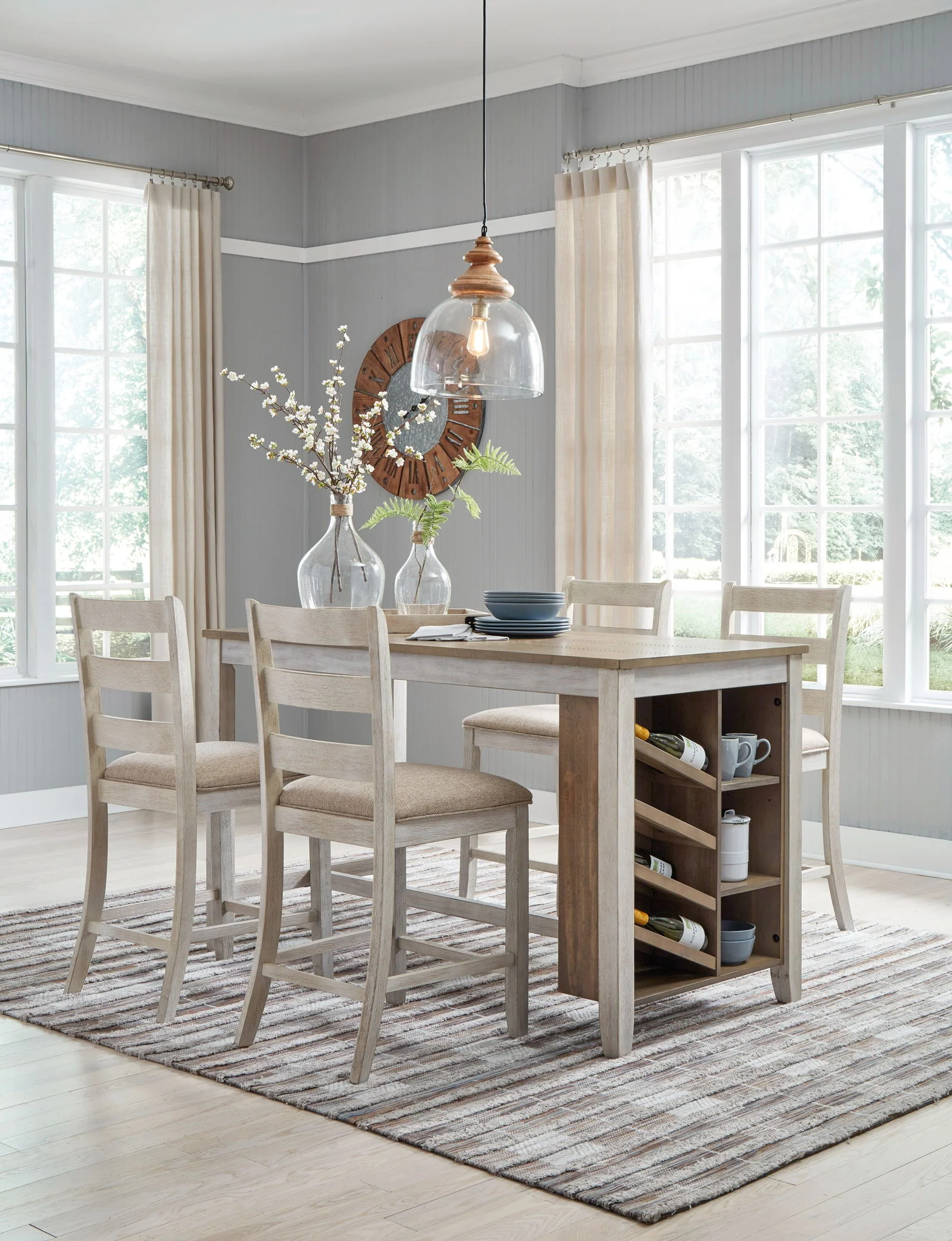 Skempton - Rectangular Counter Table With Storage - White