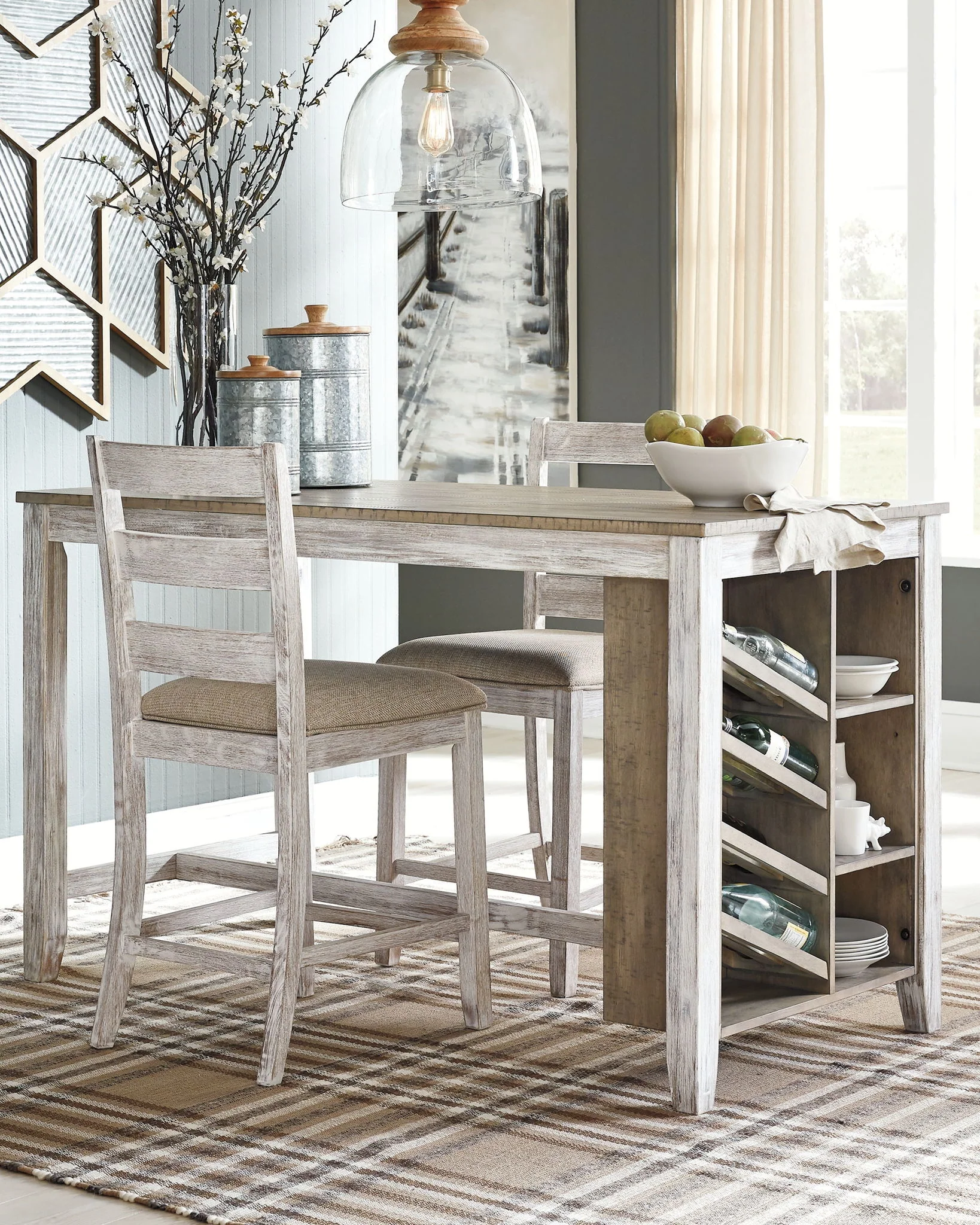 Skempton - Rectangular Counter Table With Storage - White