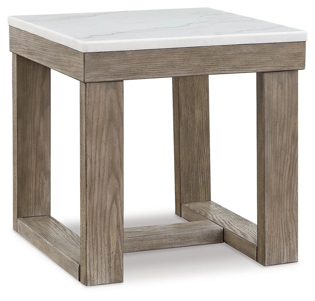 8210-loyaska-square-end-table-brown-ivory-1.webp Loyaska - Square End Table - Brown / Ivory