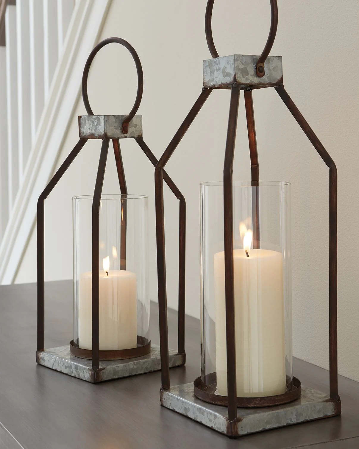 Diedrick - Lantern Set (Set of 2) - Gray / Black