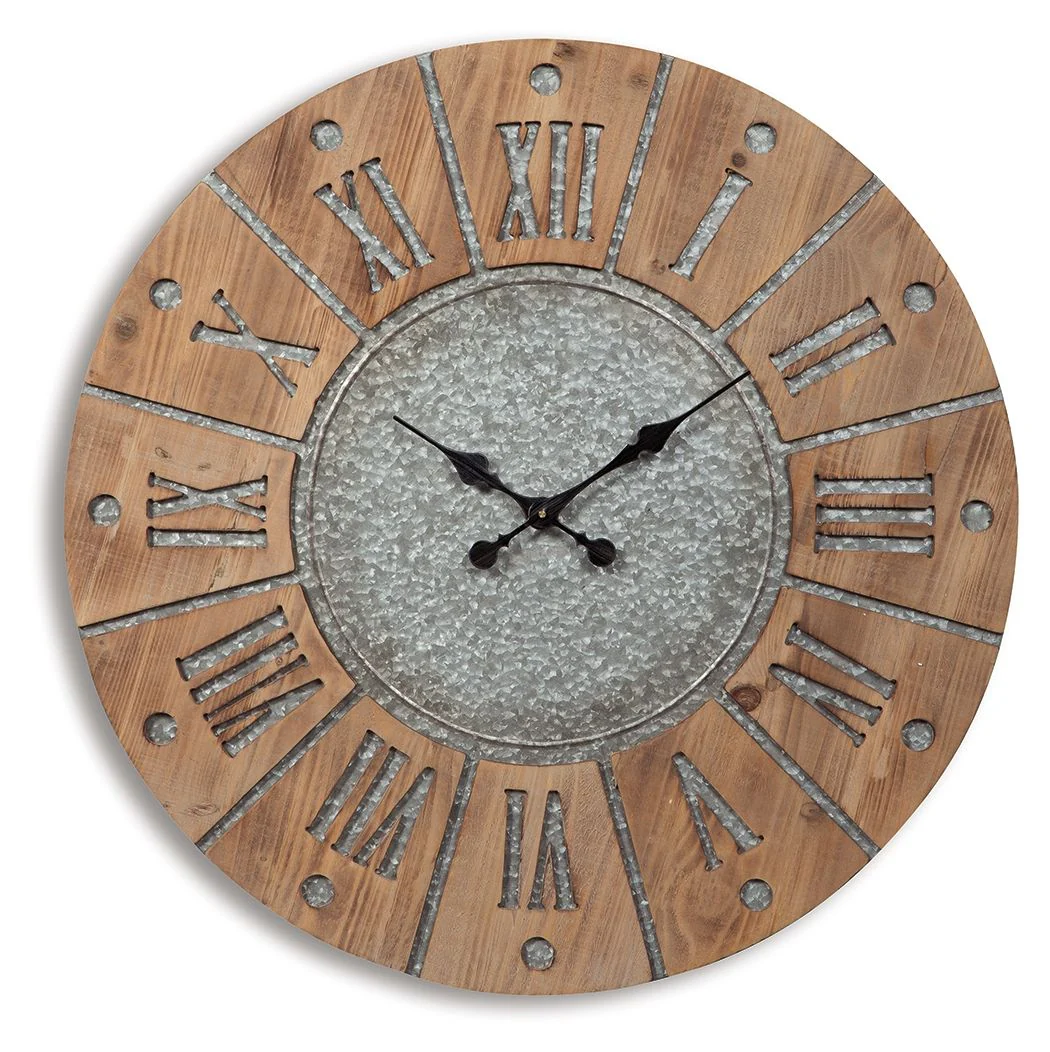 8246-payson-wall-clock-antique-gray-natural-1.webp Payson - Wall Clock - Antique Gray / Natural