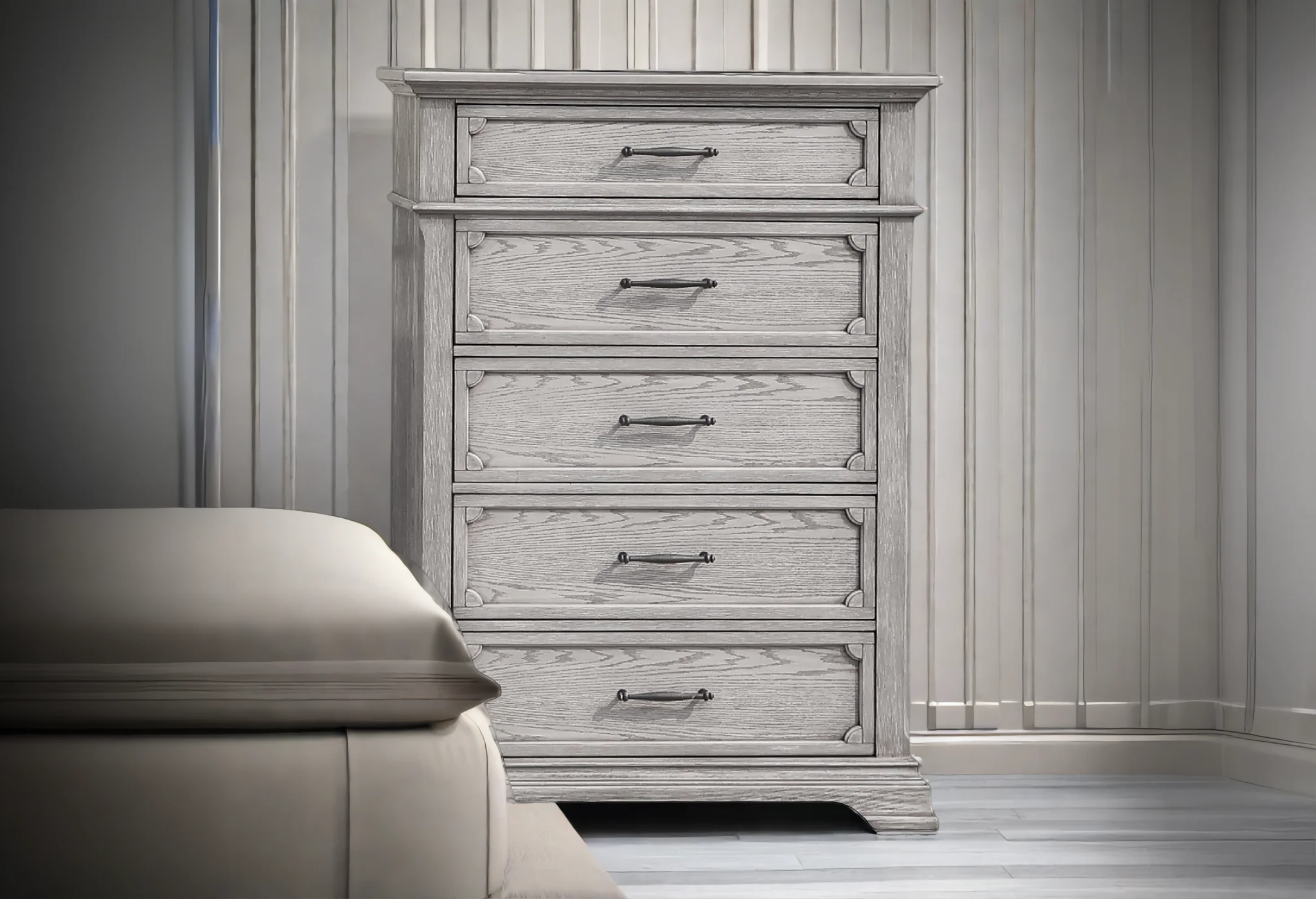 833-artesian-weathered-gray-5-drawer-chest-with-dovetail-drawers-4.webp Artesian Weathered Gray 5-Drawer Chest with Dovetail Drawers