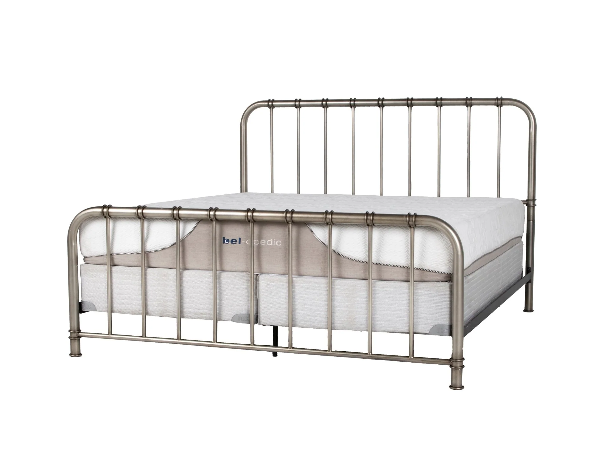 Antique Nickel King Metal Bed