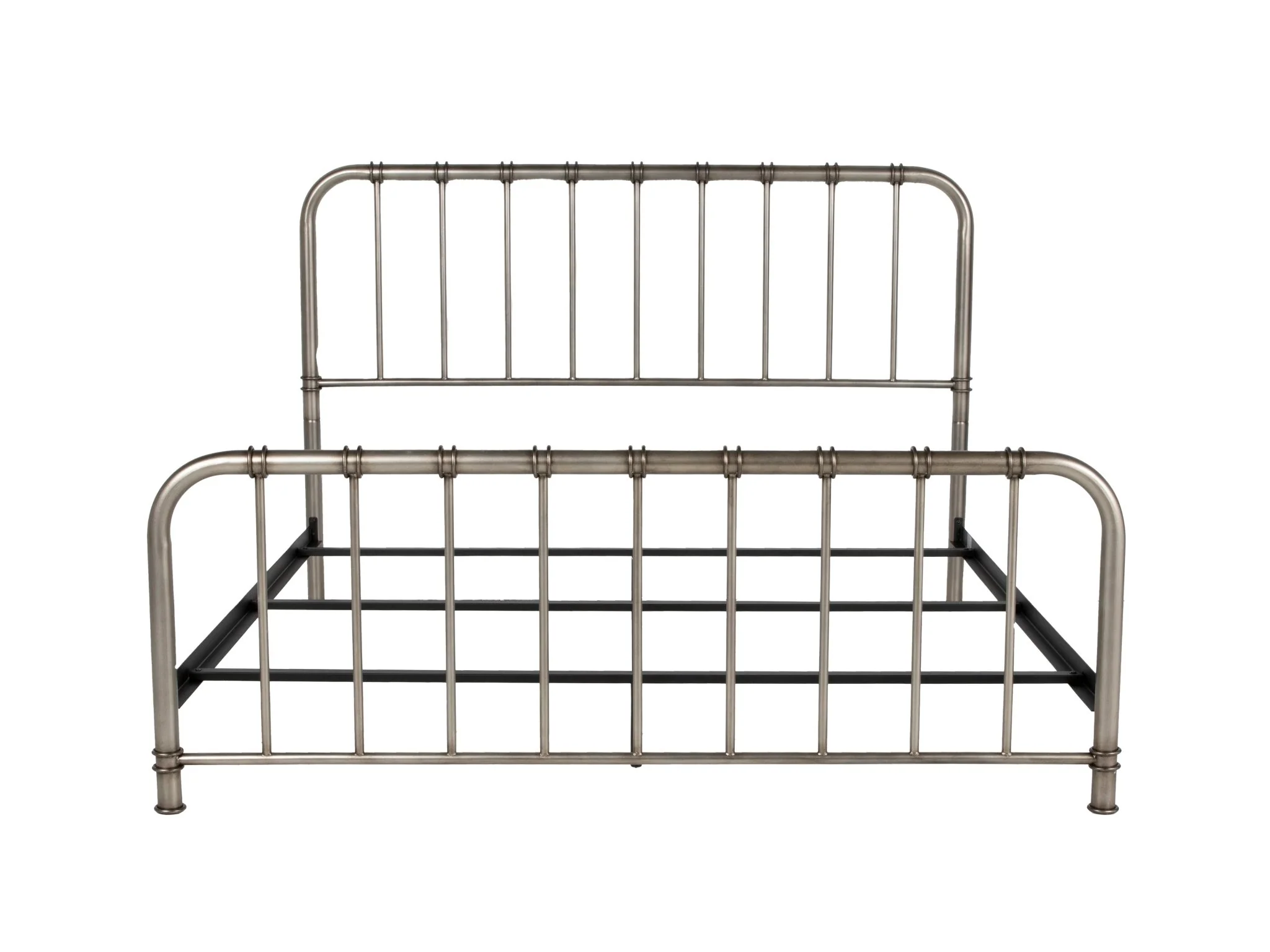 Antique Nickel King Metal Bed