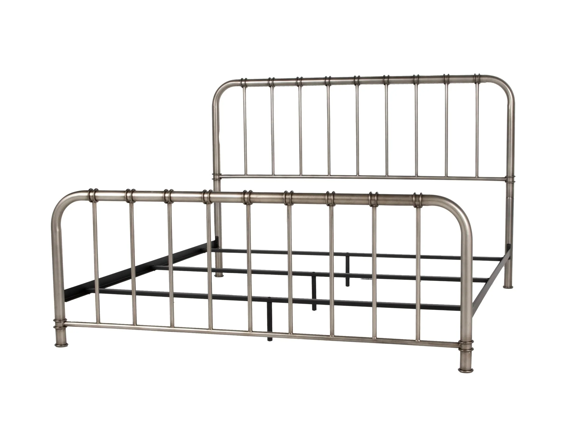 Antique Nickel King Metal Bed