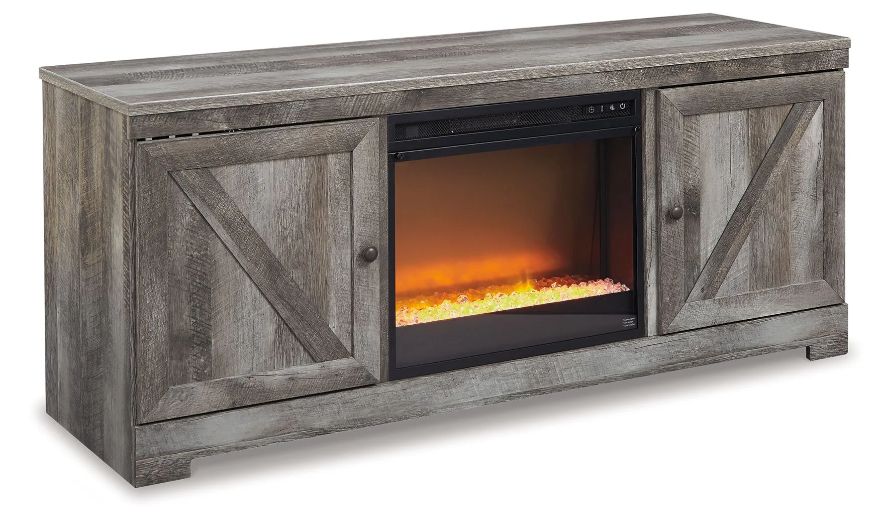 8463-wynnlow-63-tv-stand-with-glass-stone-fireplace-insert-gray-1.webp Wynnlow - 63" TV Stand With Glass/Stone Fireplace Insert - Gray