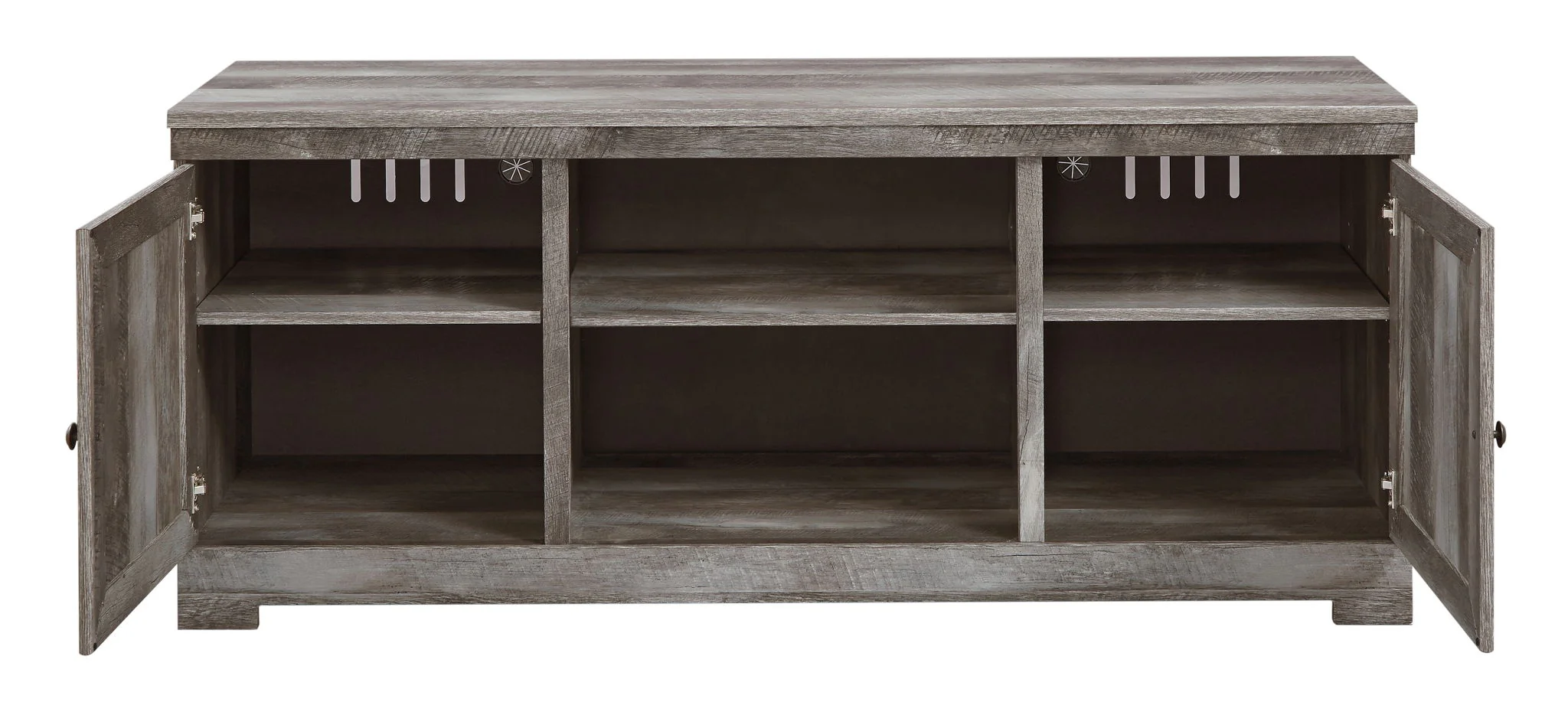 Wynnlow - 63" TV Stand With Glass/Stone Fireplace Insert - Gray
