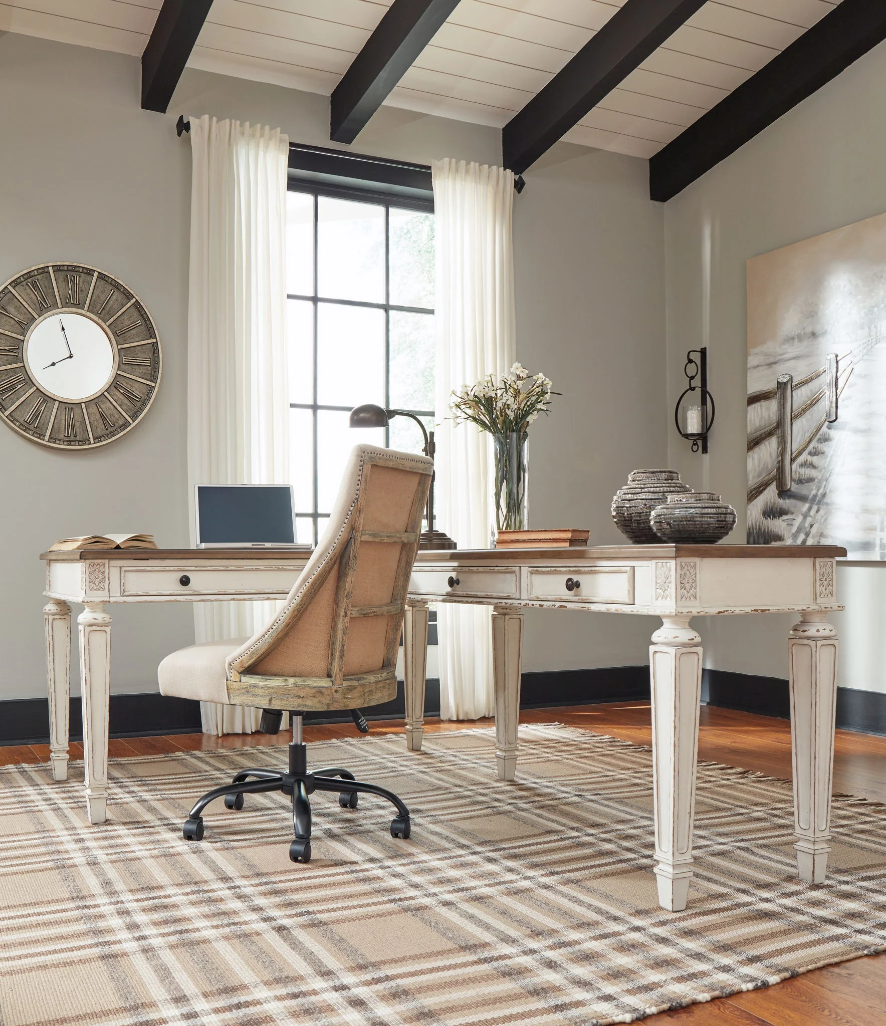 8465-realyn-l-shaped-desk-with-lift-top-white-brown-5.webp Realyn - L Shaped Desk With Lift Top - White / Brown