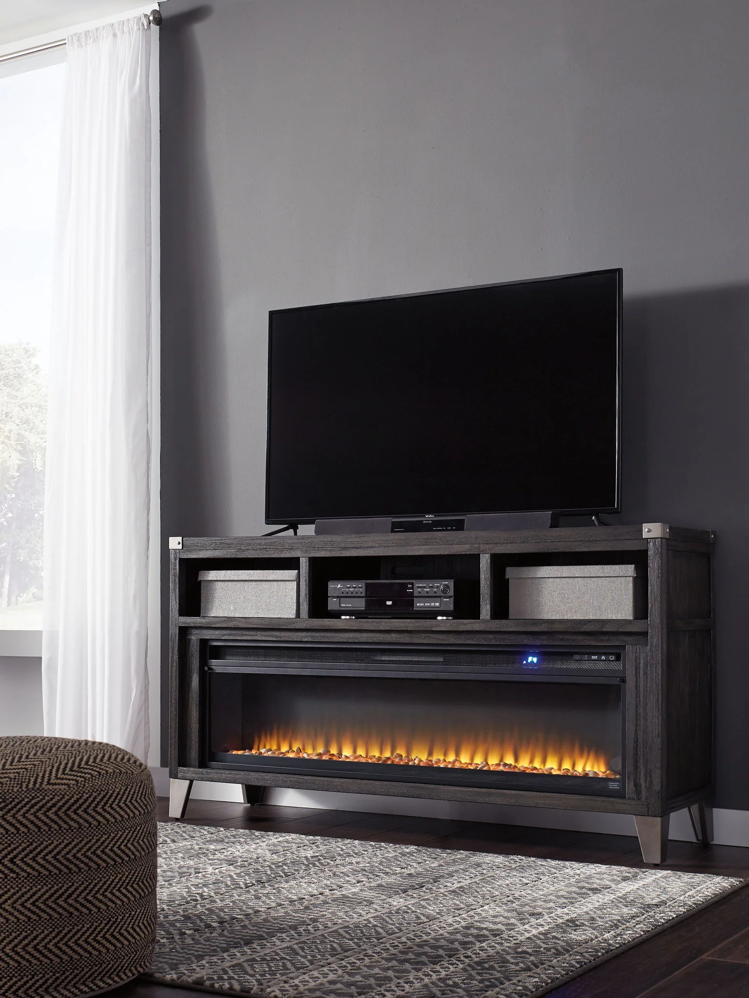 8473-todoe-2-pc.-65-tv-stand-with-wide-fireplace-insert-gray-3.webp Todoe - 2 Pc. - 65" TV Stand With Wide Fireplace Insert - Gray
