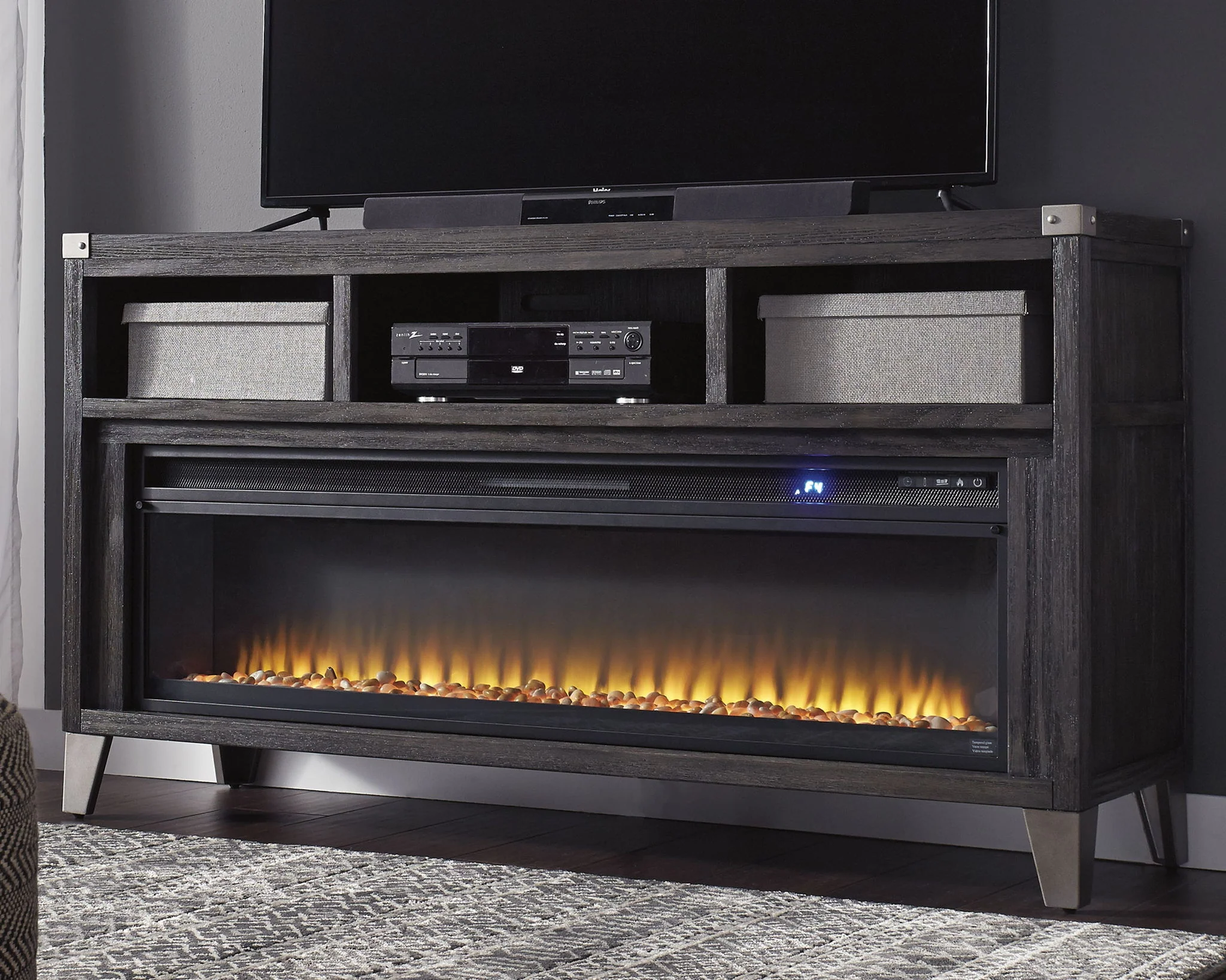8473-todoe-2-pc.-65-tv-stand-with-wide-fireplace-insert-gray-5.webp Todoe - 2 Pc. - 65" TV Stand With Wide Fireplace Insert - Gray