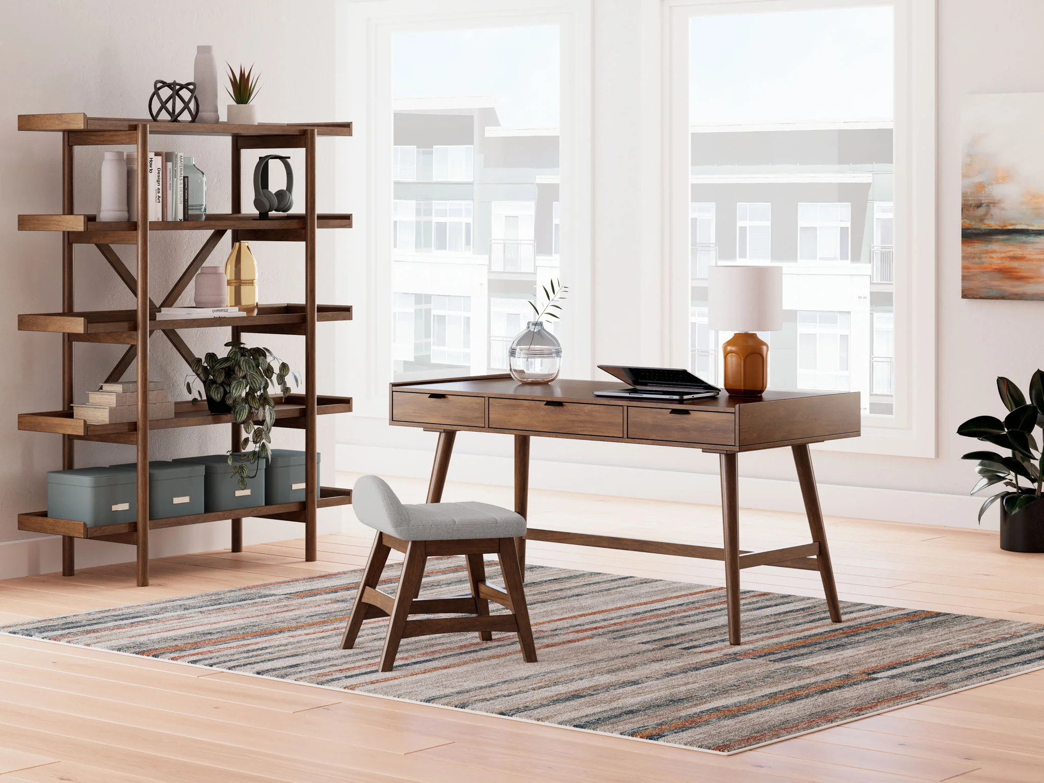 8520-lyncott-3-pc.-home-office-desk-chair-bookcase-brown-1.webp Lyncott - 3 Pc. - Home Office Desk, Chair, Bookcase - Brown