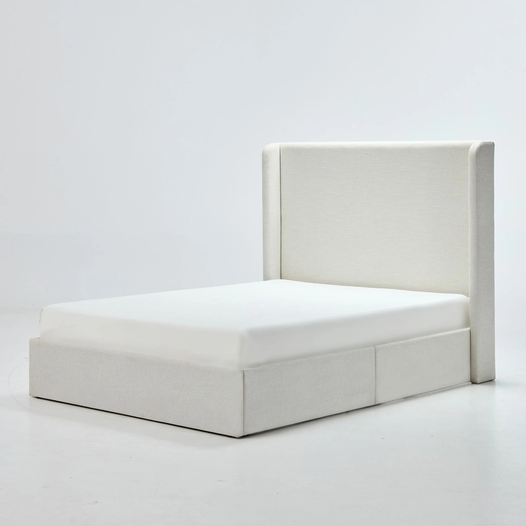 Caron - Upholstered Wingback Bed With High Headboard