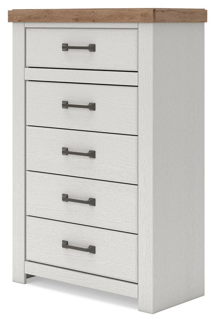 8600-savonport-five-drawer-chest-white-brown-5.webp Savonport - Five Drawer Chest - White / Brown