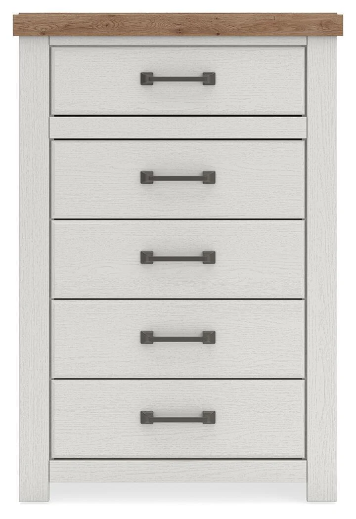 8600-savonport-five-drawer-chest-white-brown-9.webp Savonport - Five Drawer Chest - White / Brown