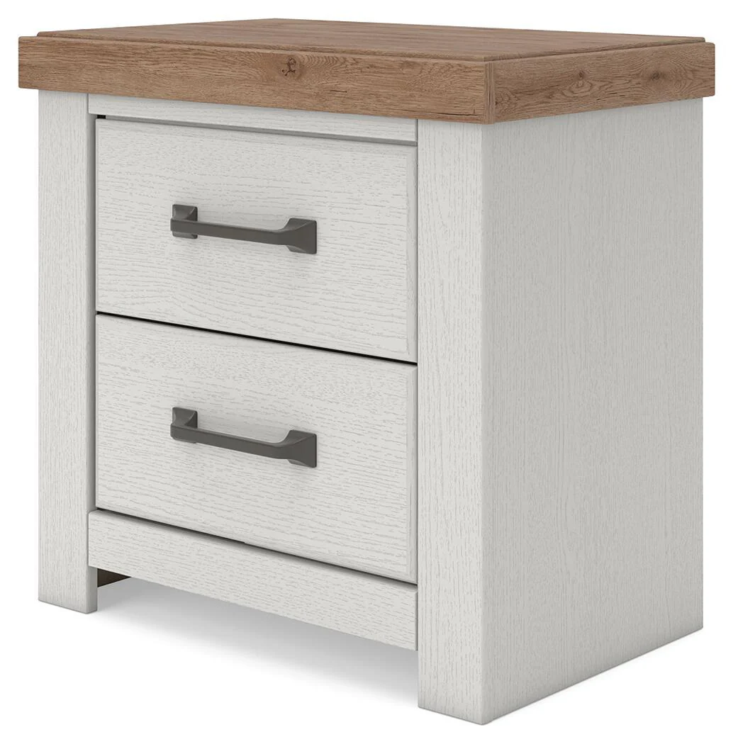 8601-savonport-two-drawer-night-stand-white-brown-2.webp Savonport - Two Drawer Night Stand - White / Brown