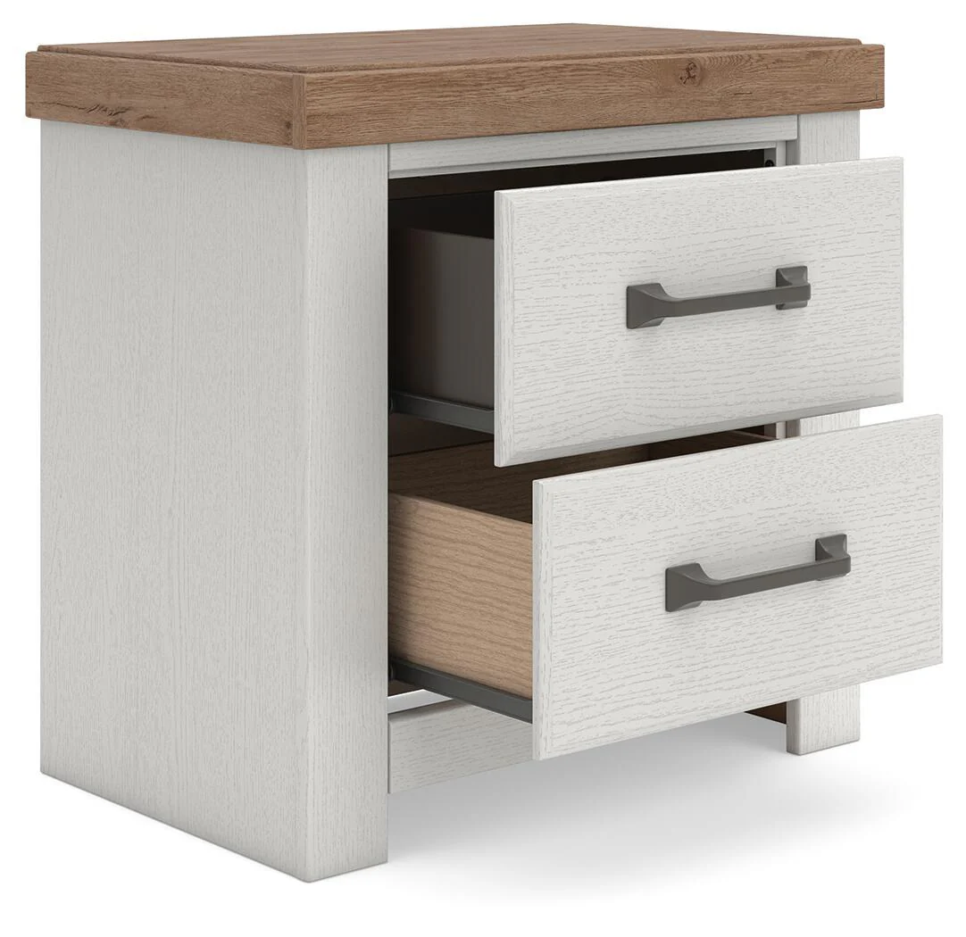8601-savonport-two-drawer-night-stand-white-brown-3.webp Savonport - Two Drawer Night Stand - White / Brown